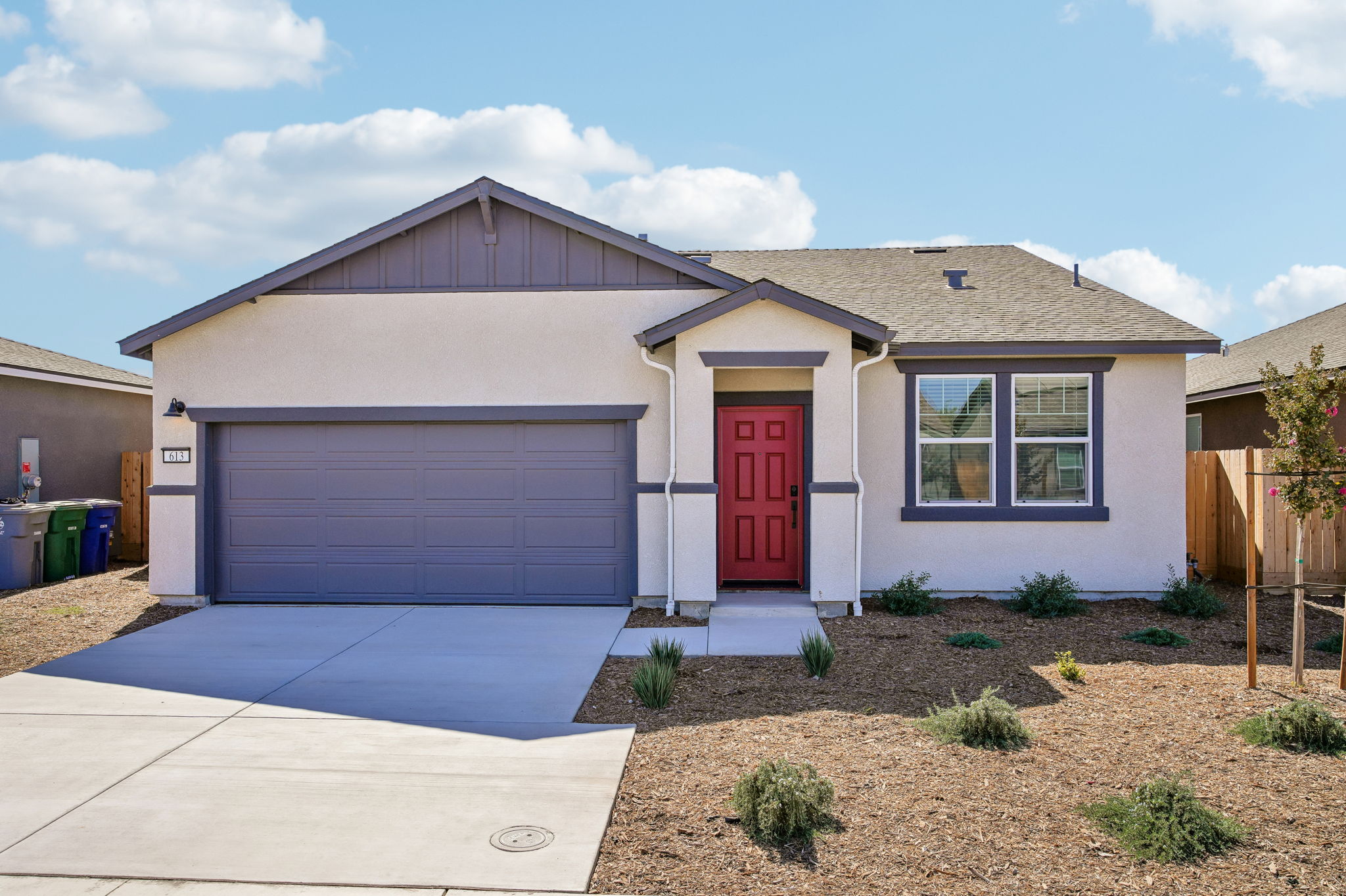 A house with a garage.