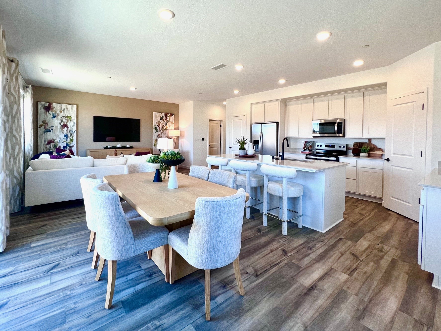 A kitchen and living room.