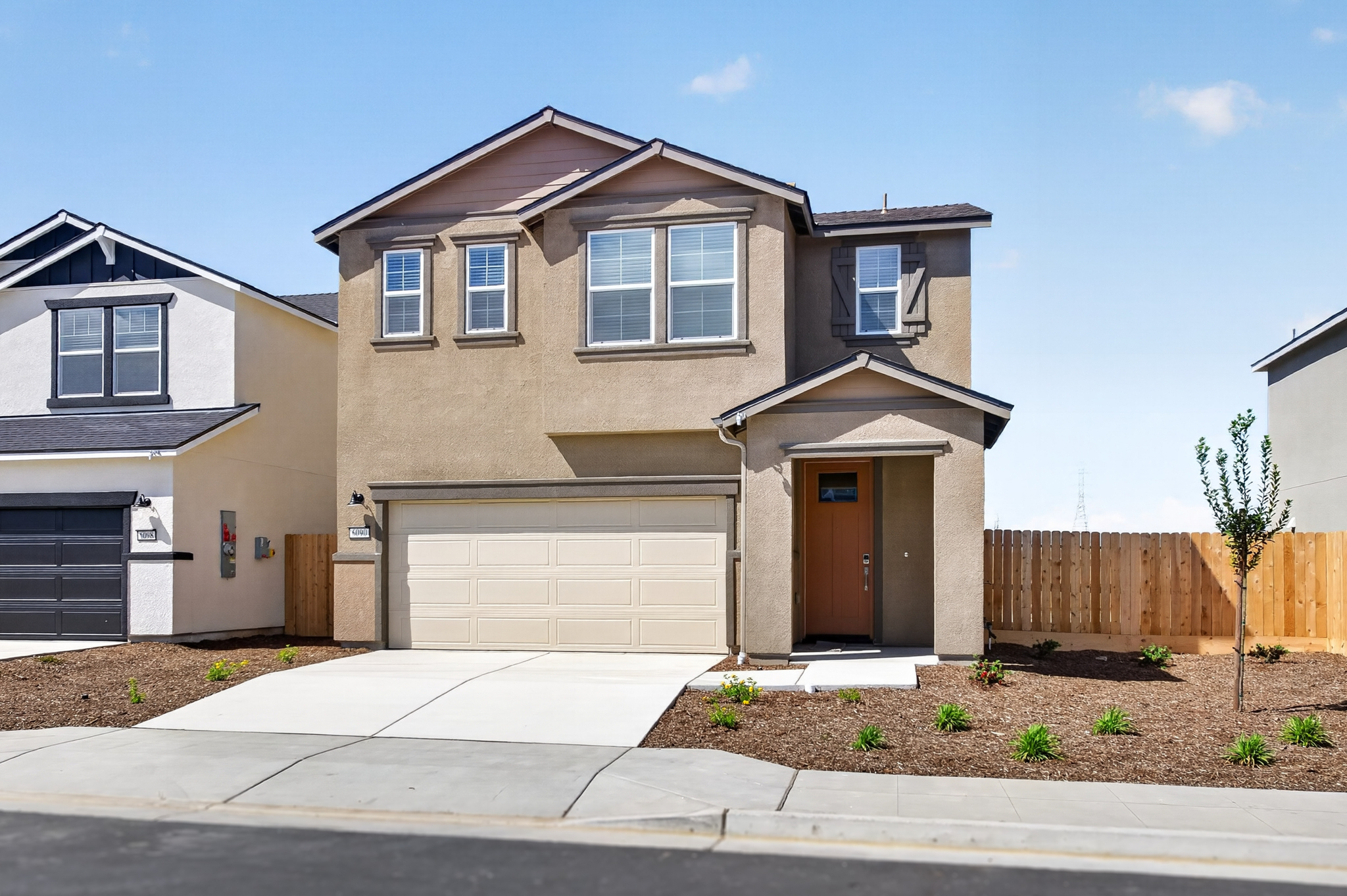 A house with a garage.