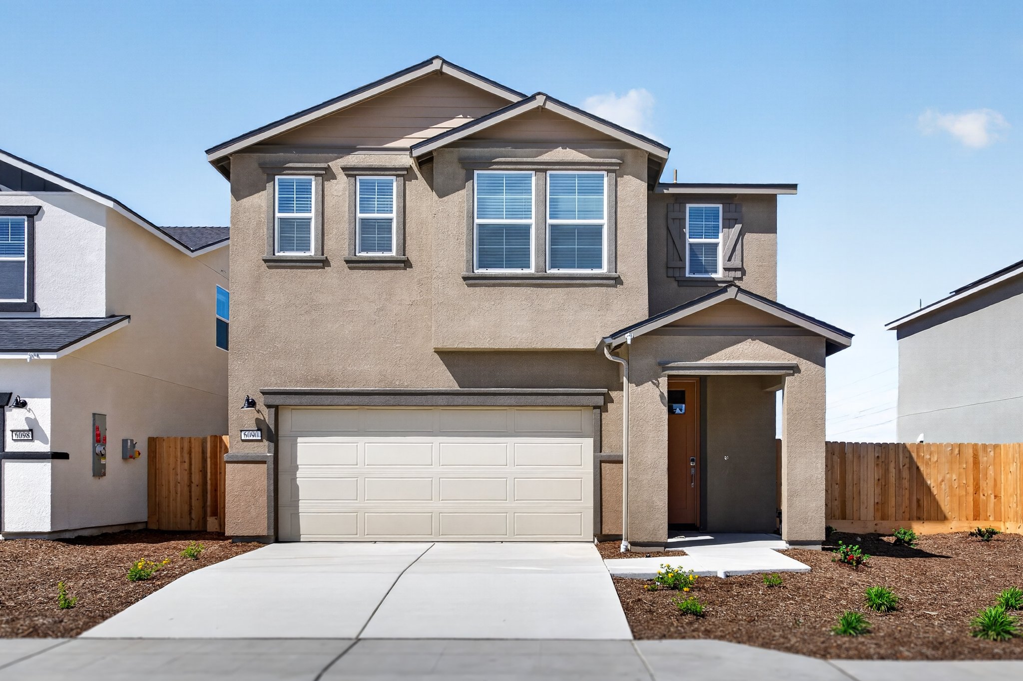 A house with a garage.