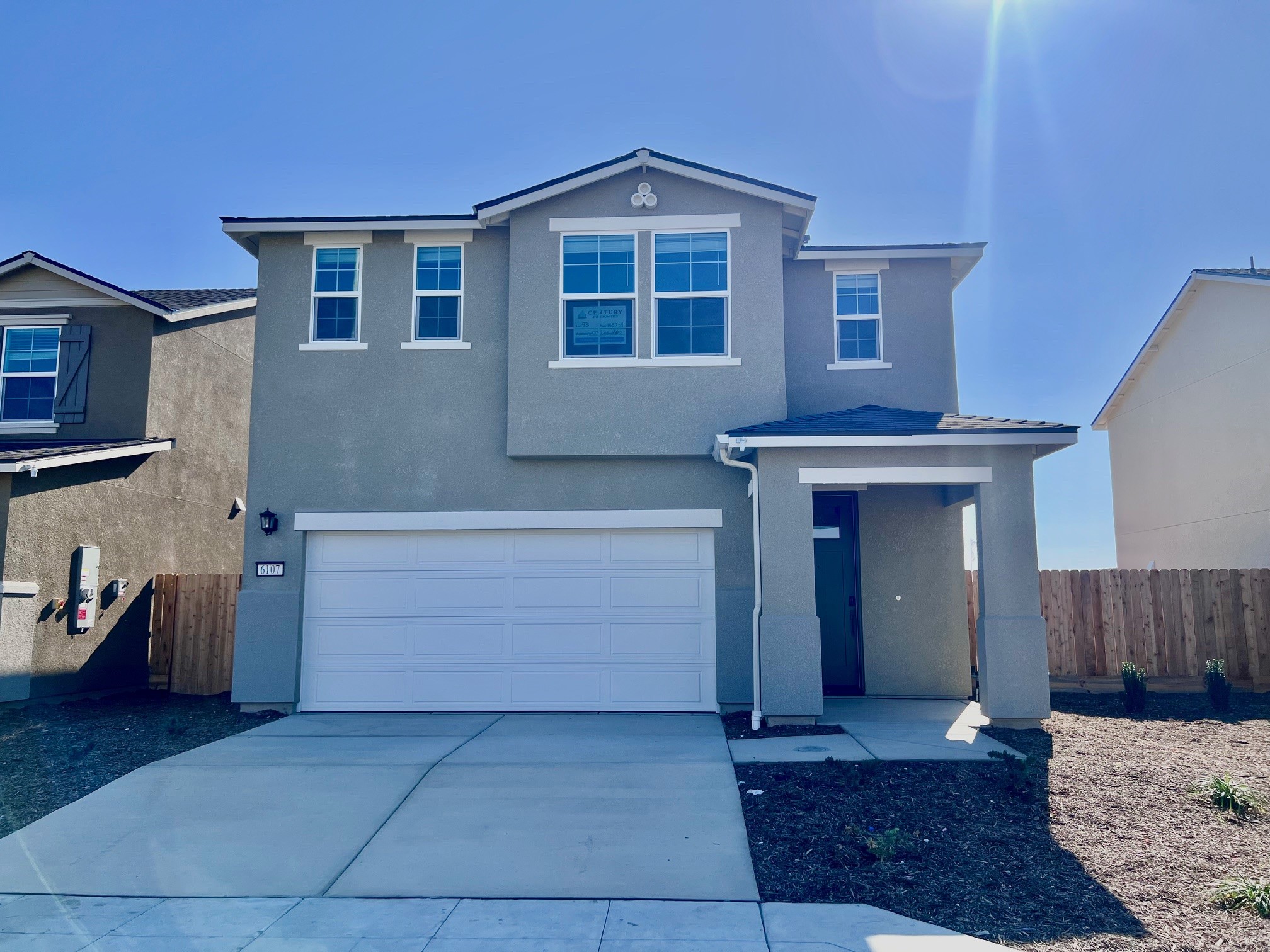 A house with a garage.