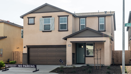 A building with a garage.