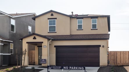 A building with a garage.