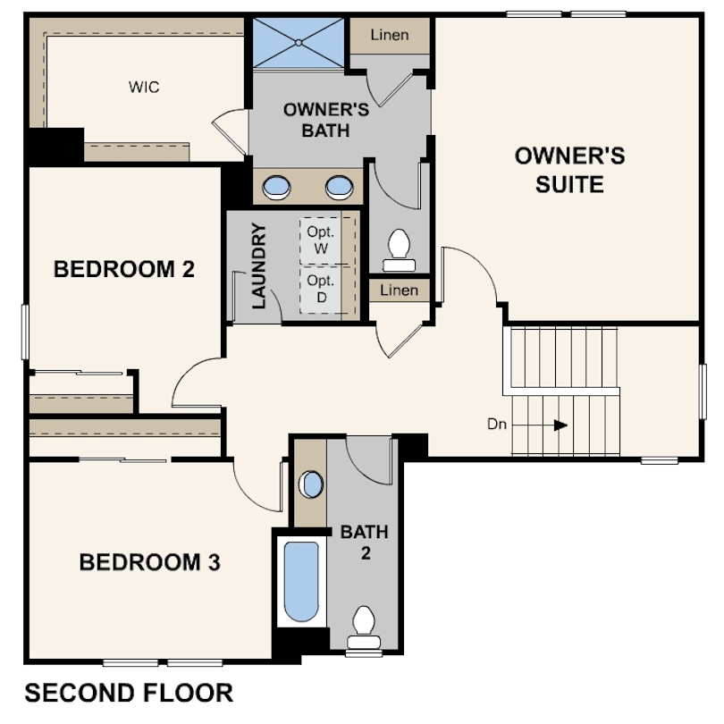 the trellises, myrtle floor plan, second floor, fresno, ca