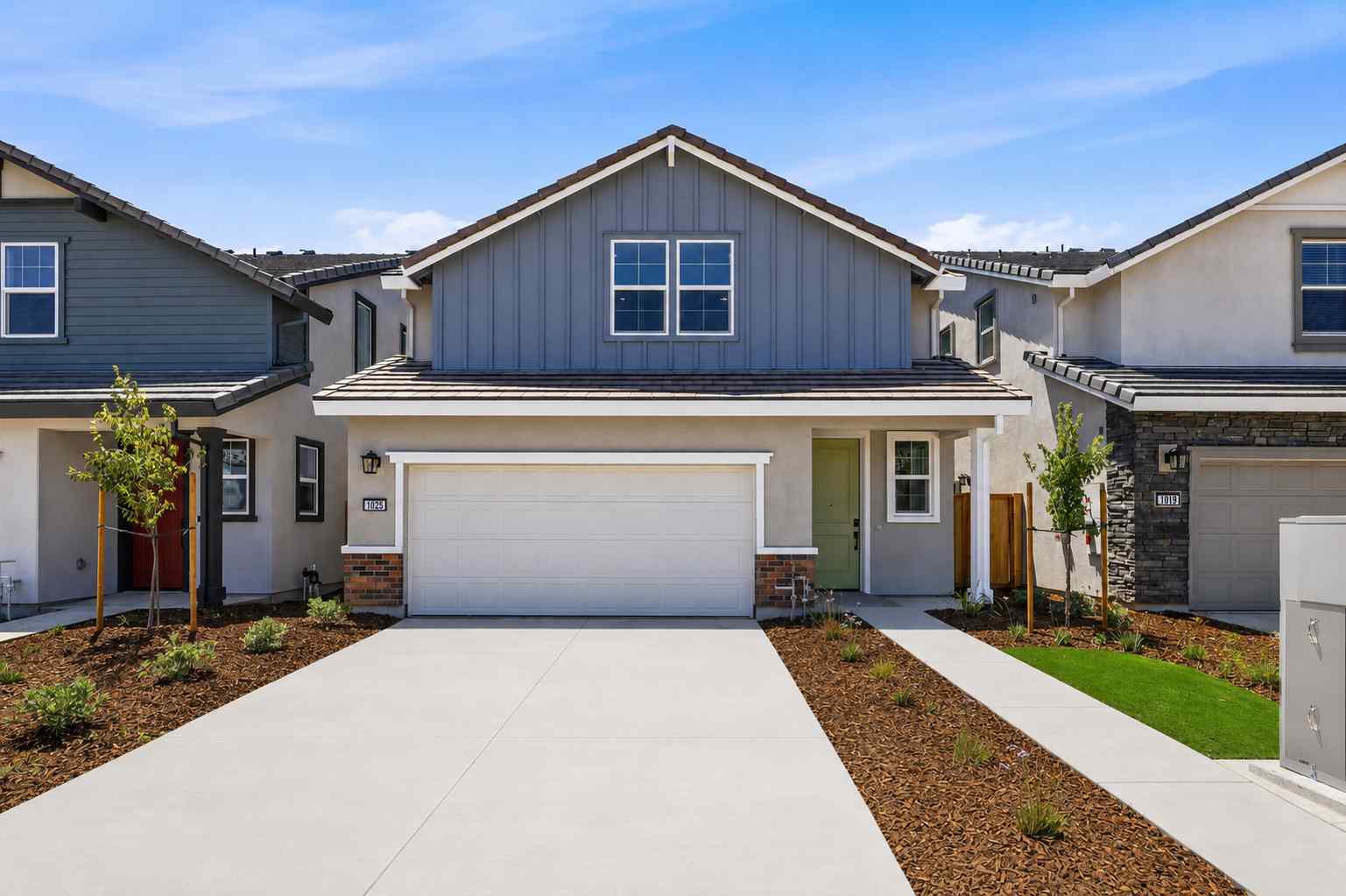 A house with a garage.