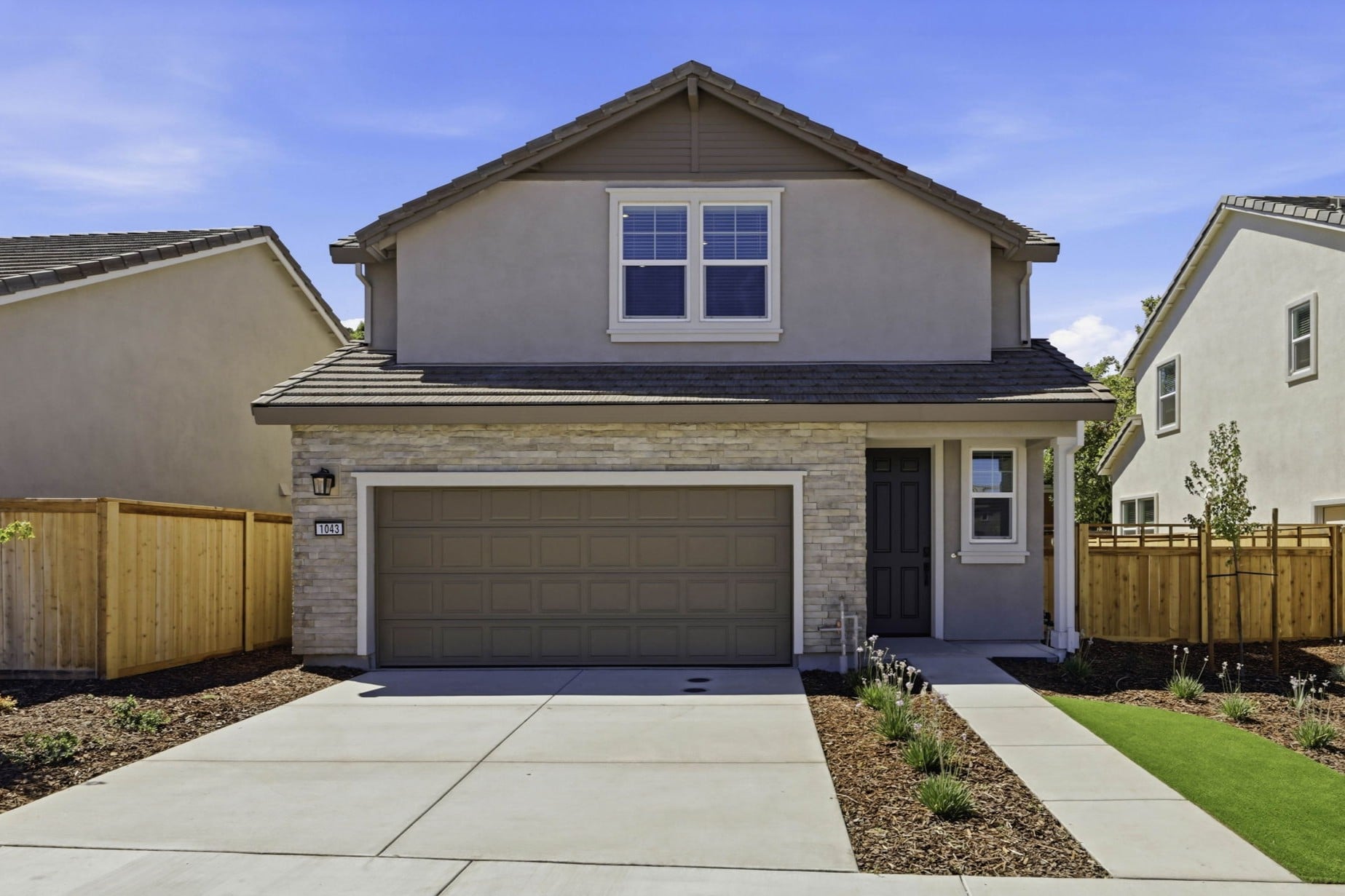 A house with a garage.