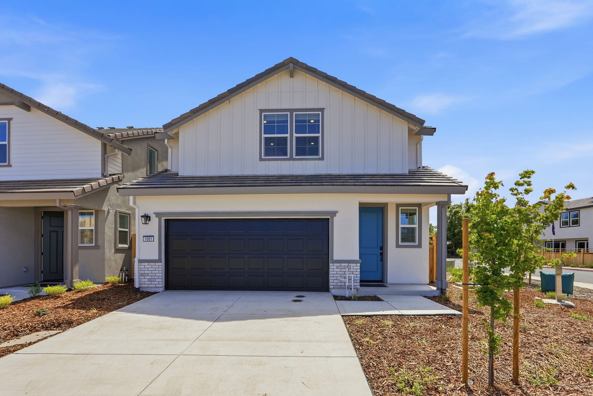 A house with a garage.