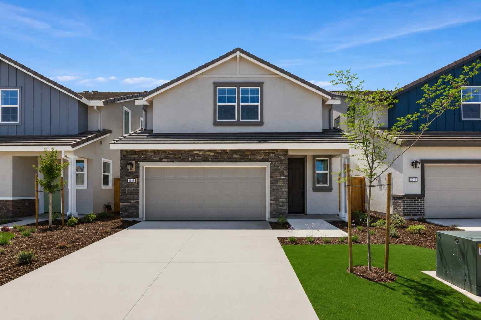 A house with a garage.