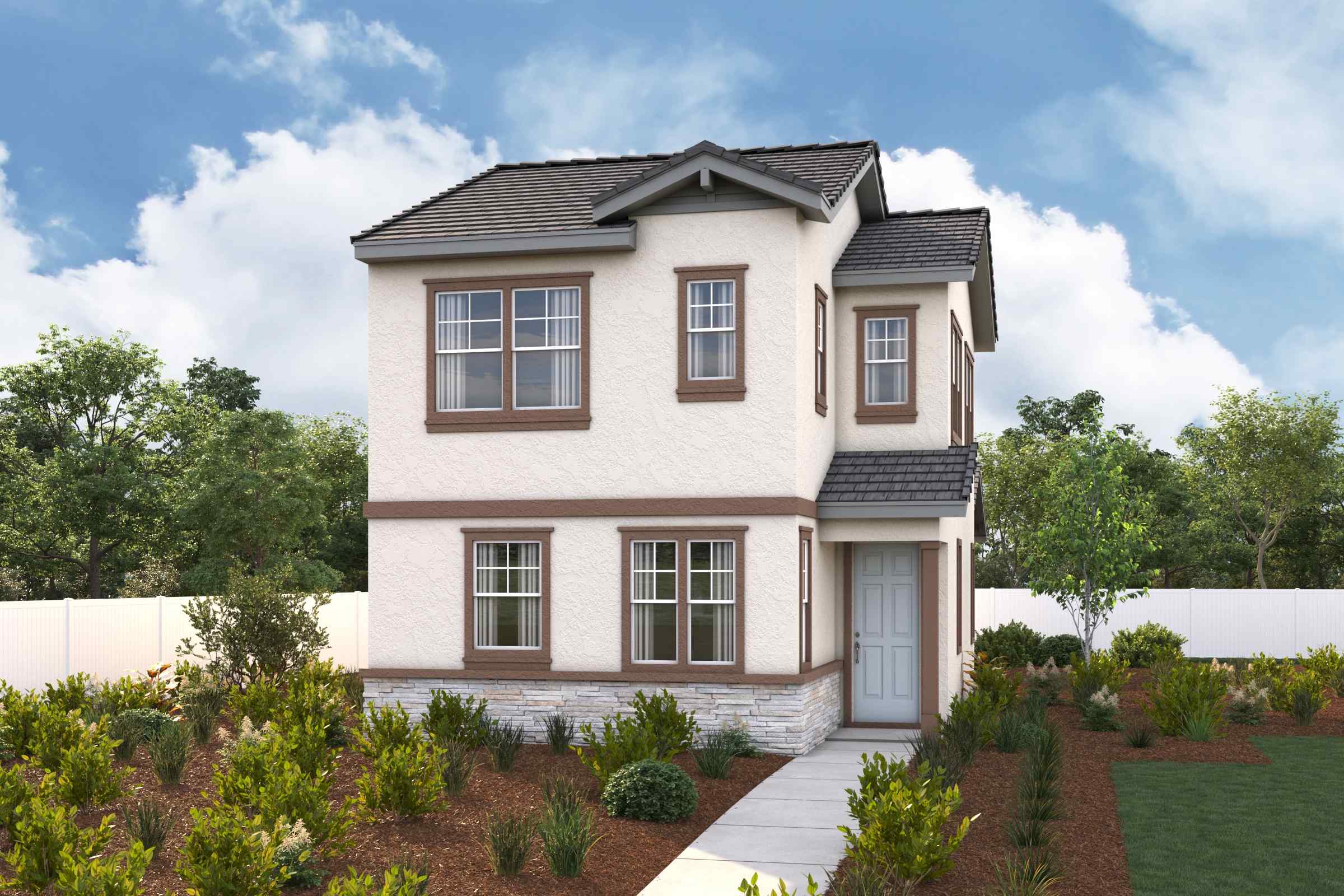 A house with a front yard.