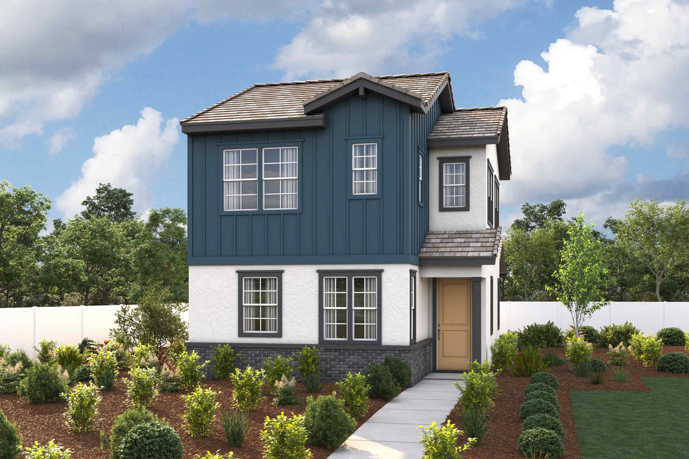 A house with a small garden.