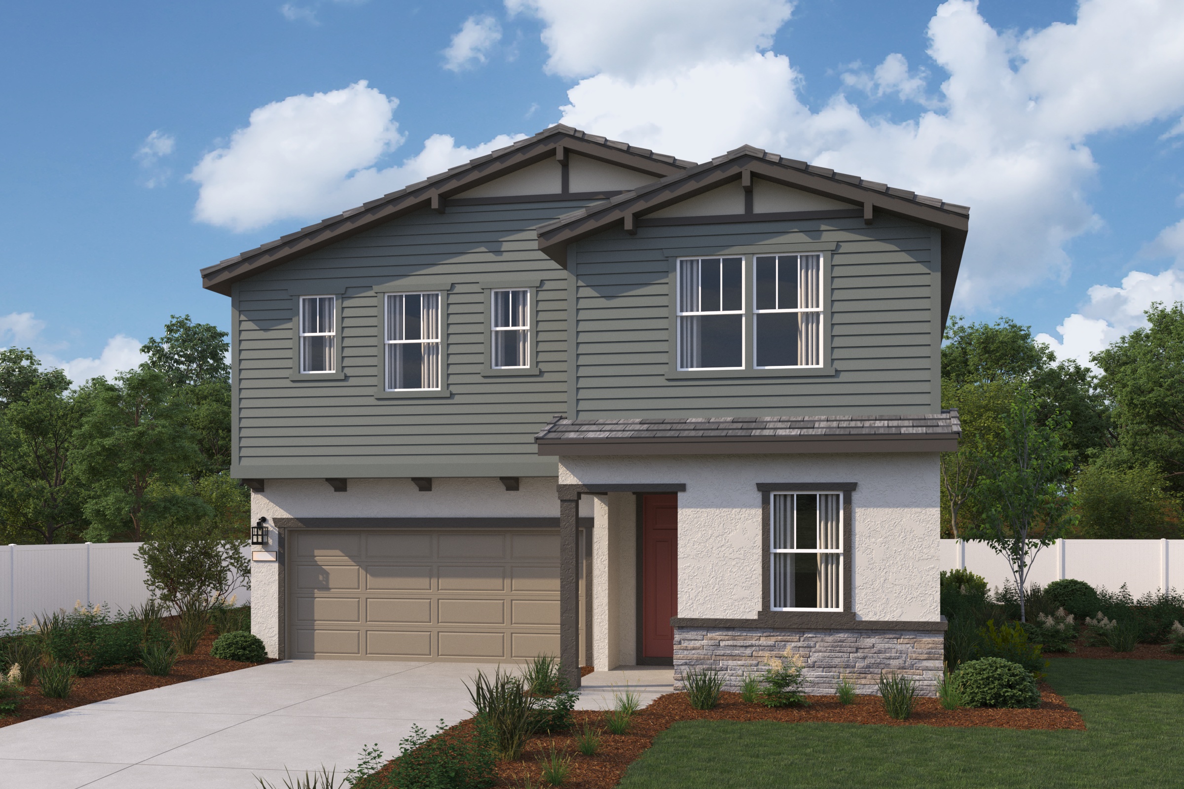 A house with a garage.