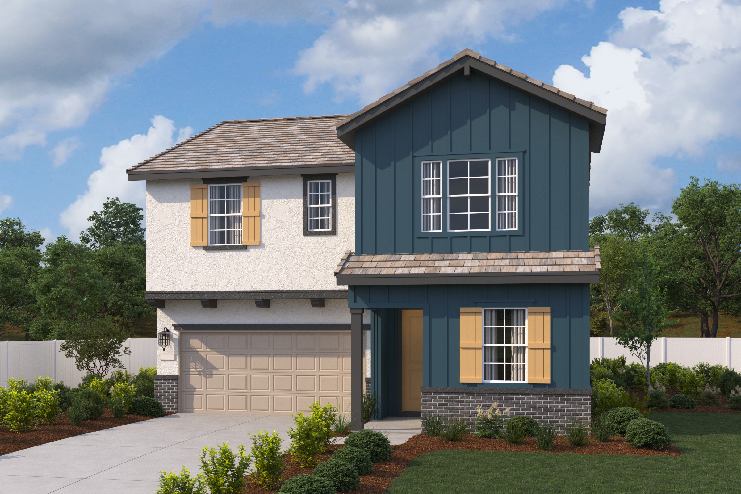 A house with a garage.