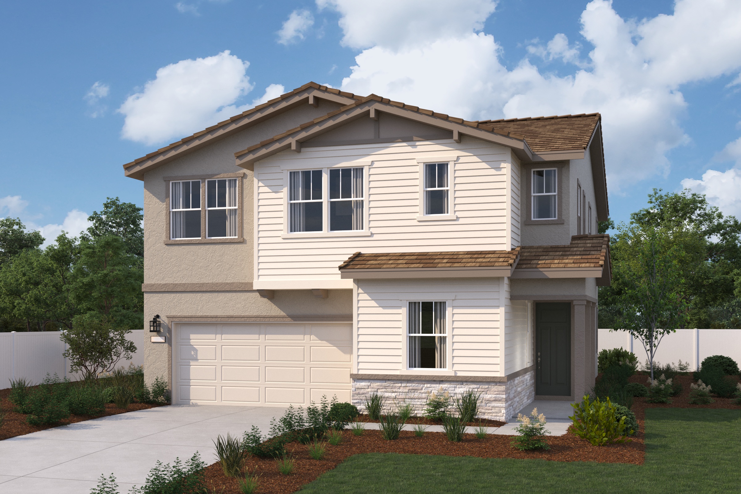 A house with a garage.