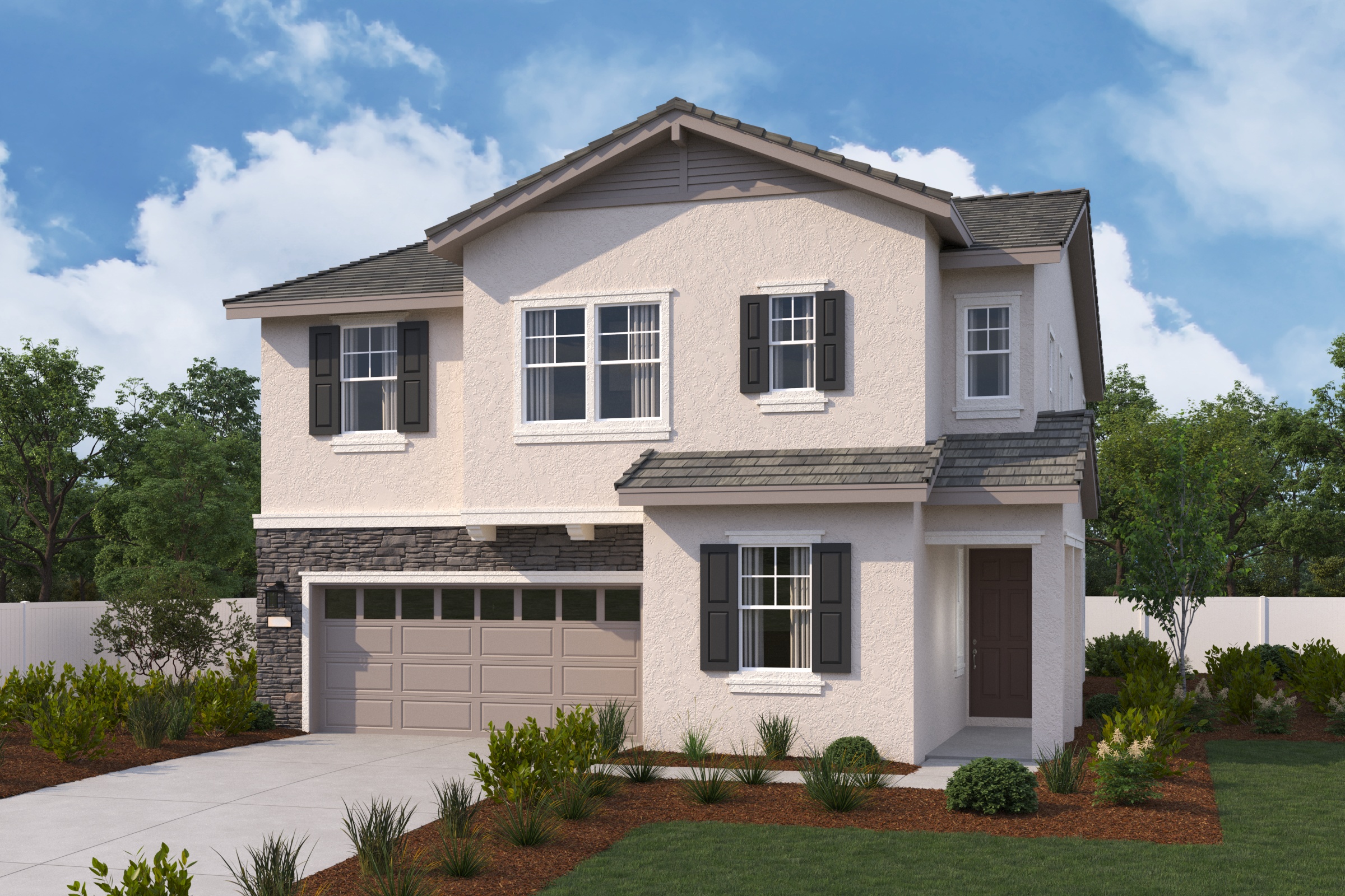 A house with a garage.