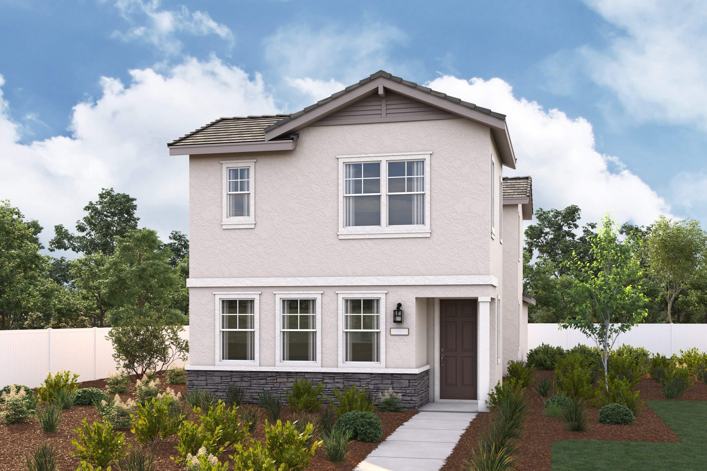 A house with a front yard.