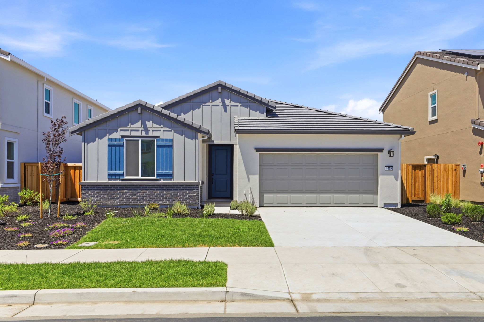 A house with a garage.