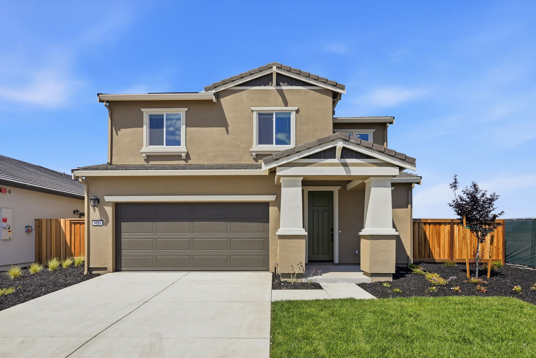 A house with a garage.