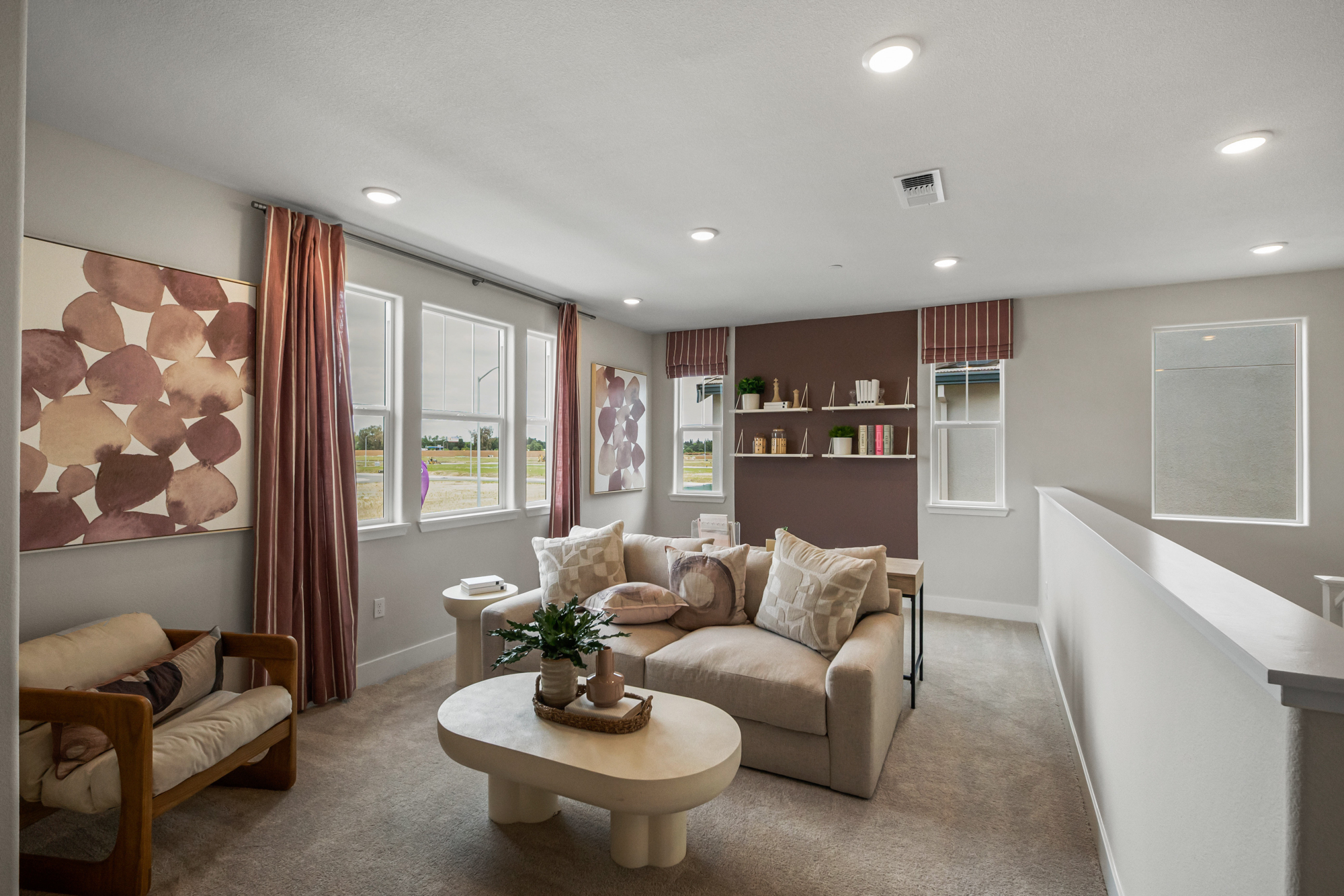 A living room with a couch and a coffee table.