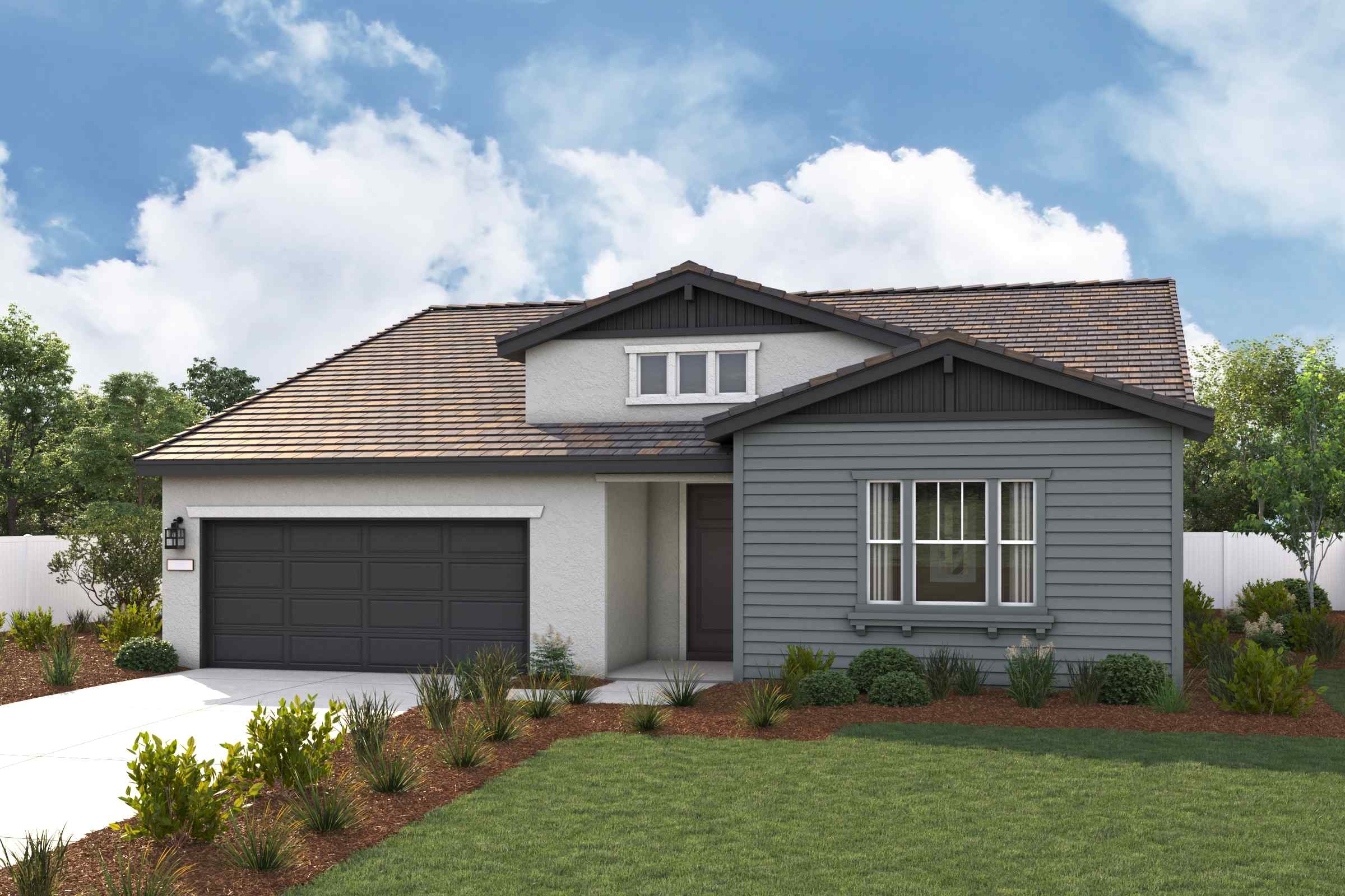 A house with a garage.