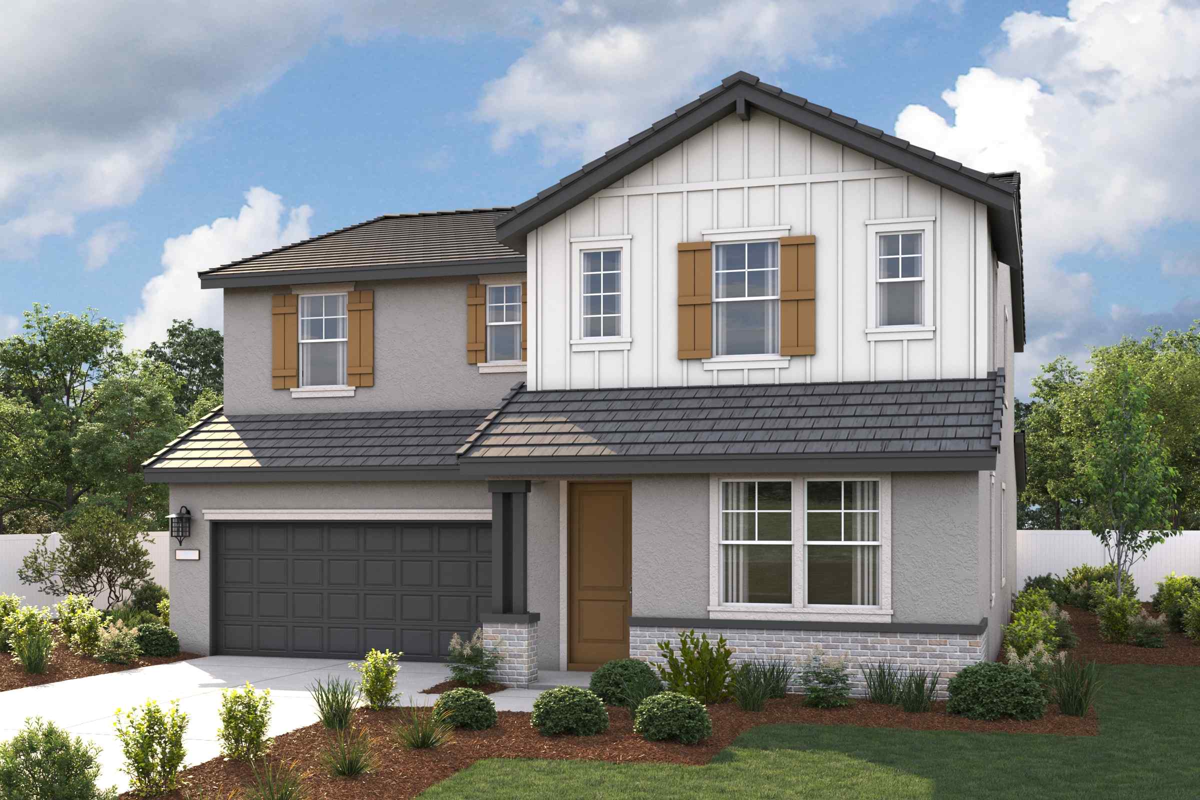 A house with a garage.