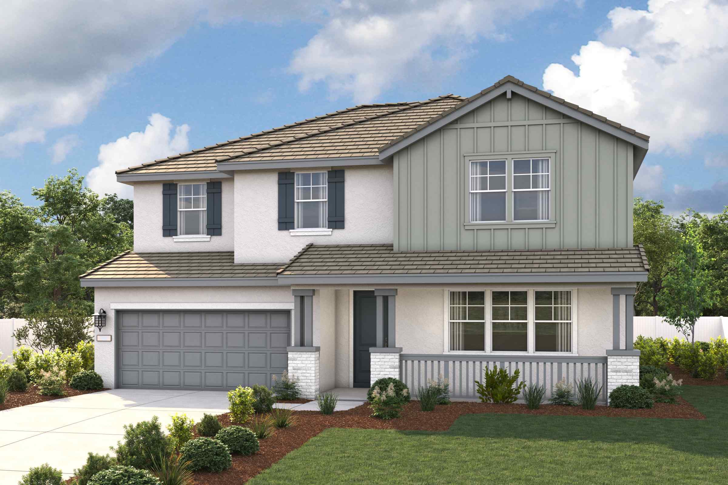 A house with a garage.