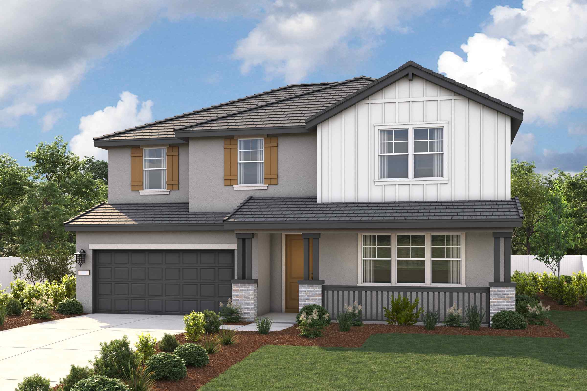 A house with a garage.