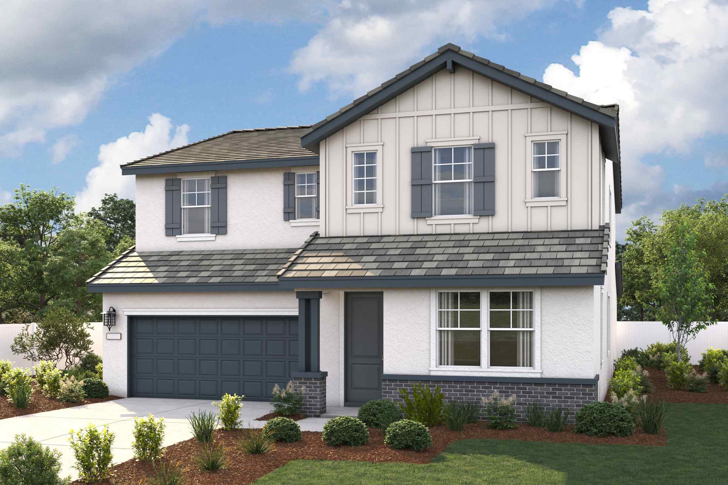 A house with a garage.