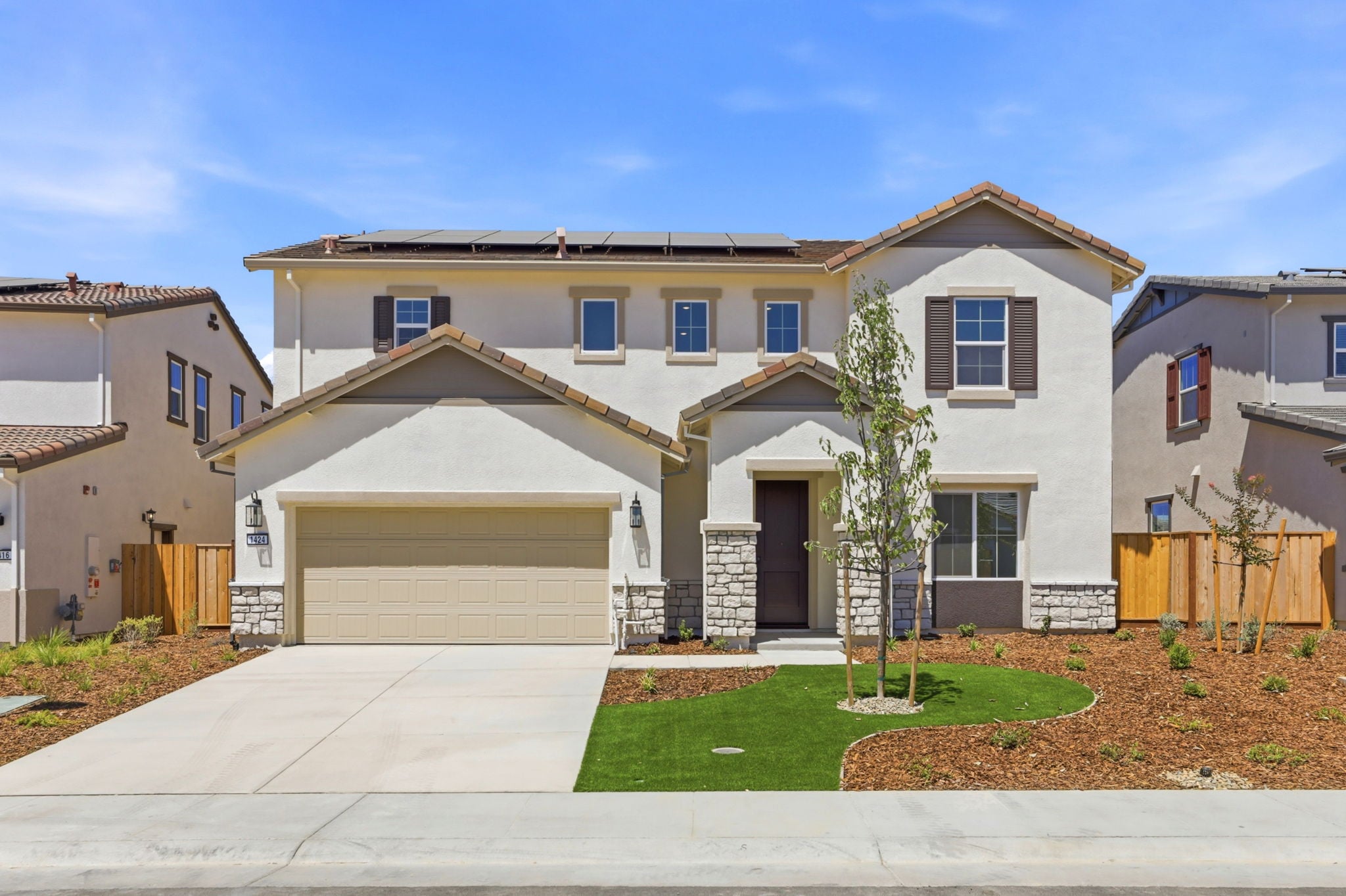 A house with a garage.
