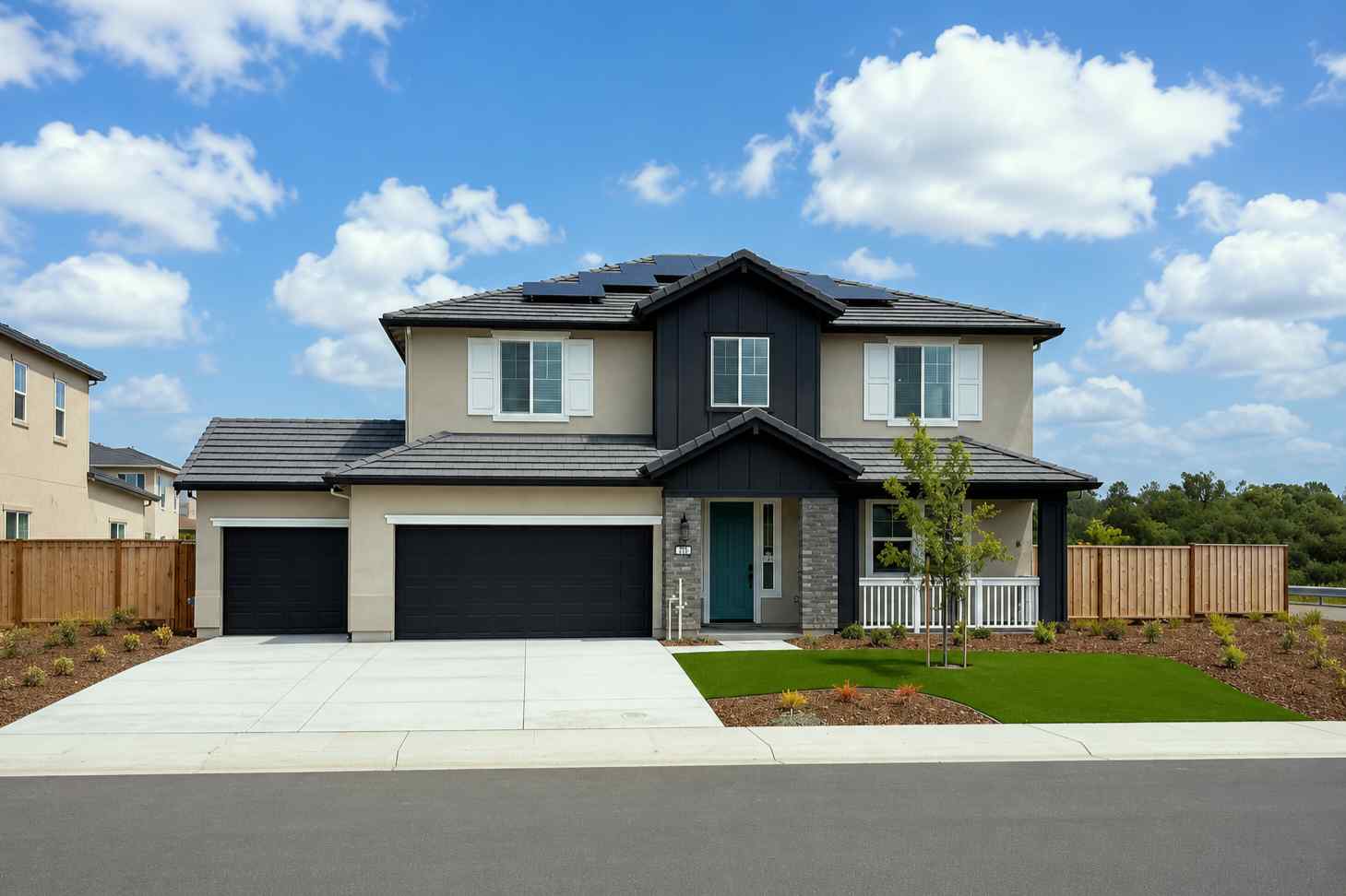 A house with a driveway.