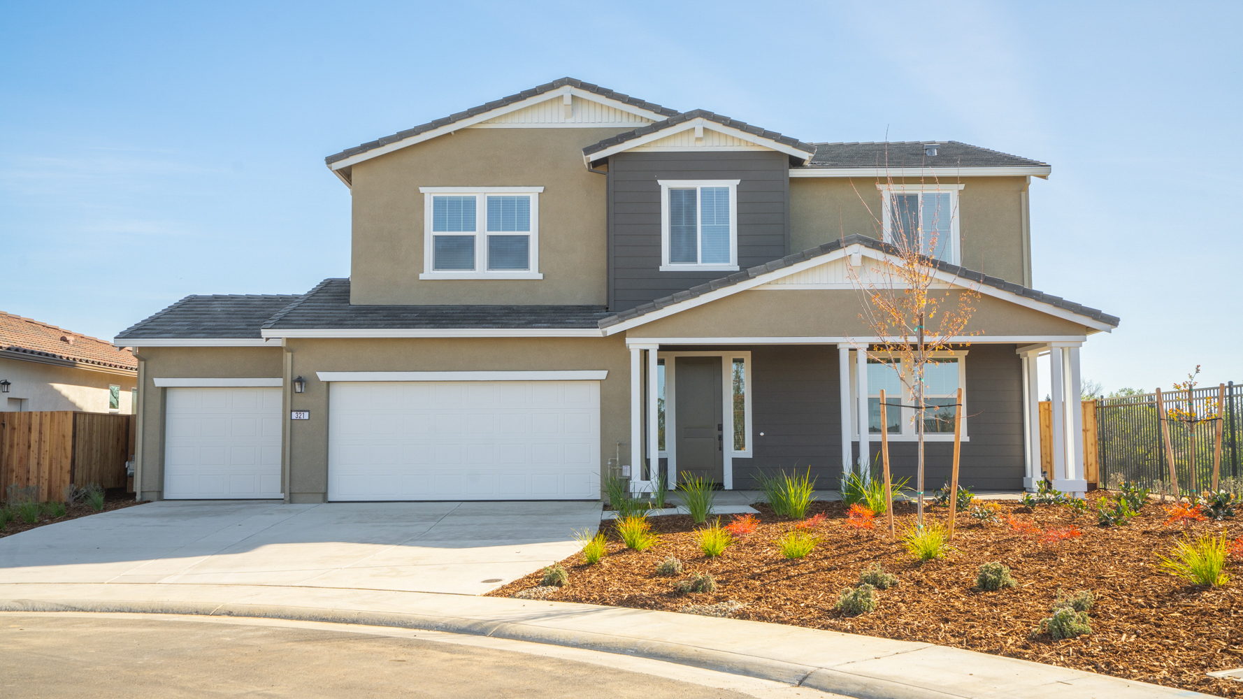 A house with a garage.