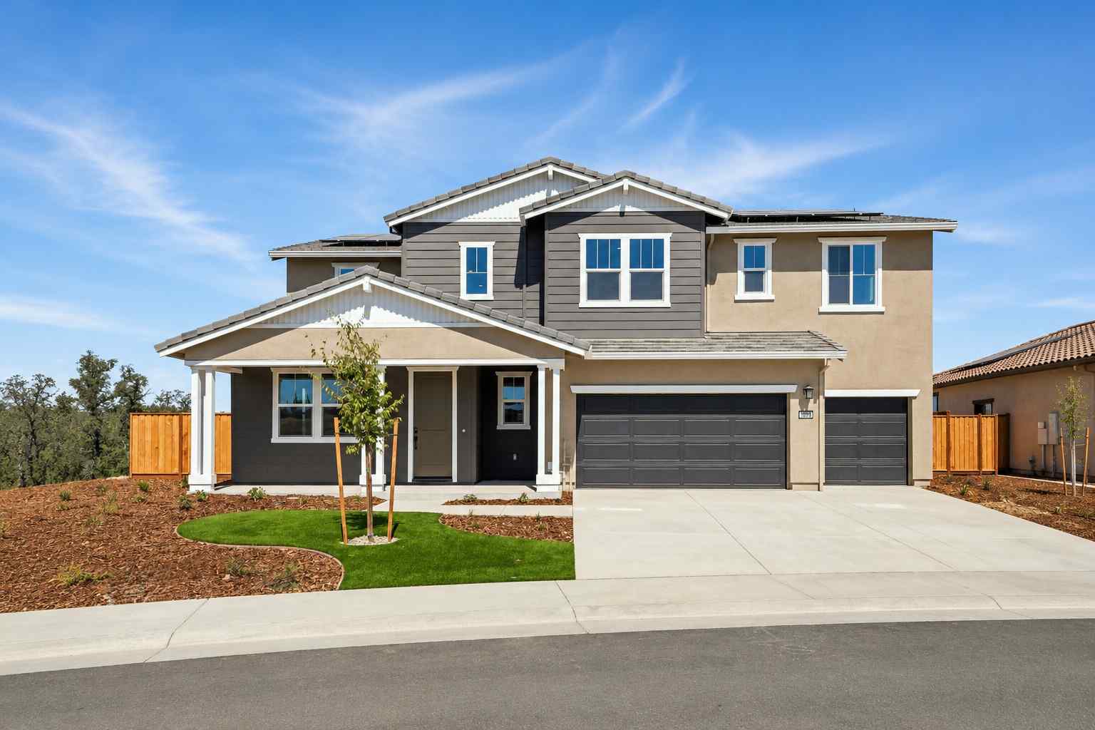 A house with a garage.