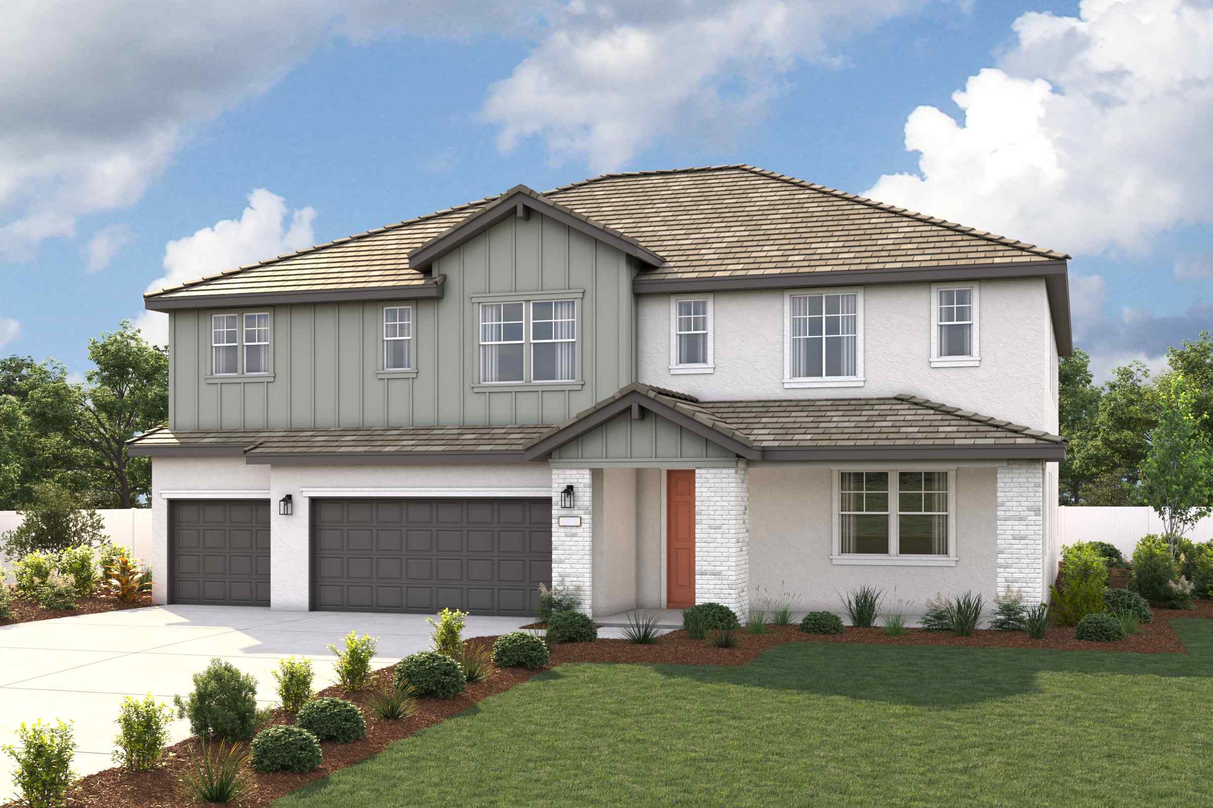 A house with a garage.