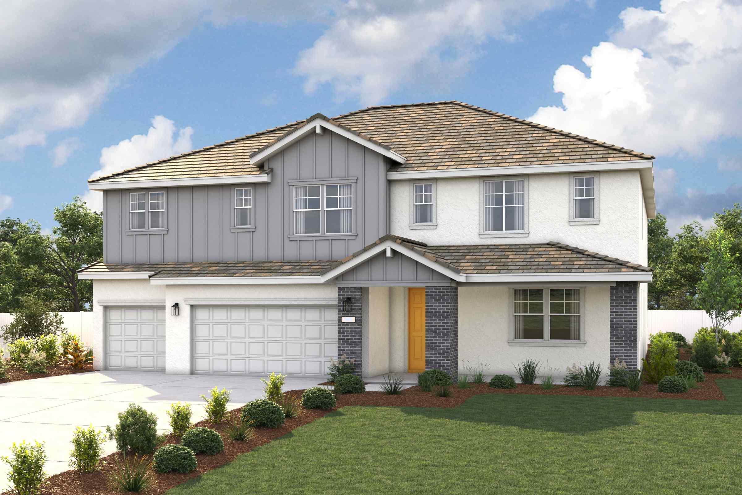 A house with a garage.
