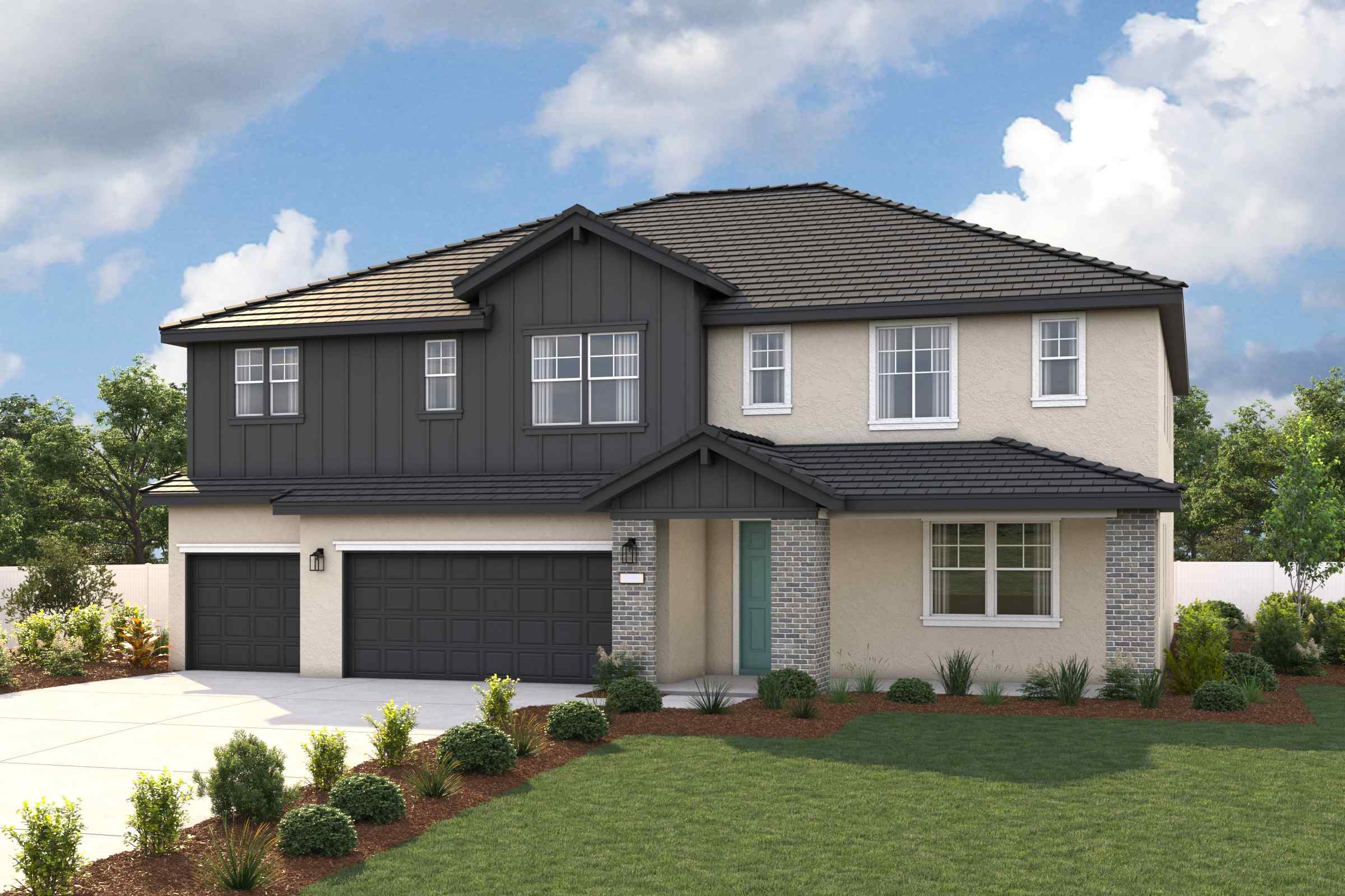 A house with a garage.