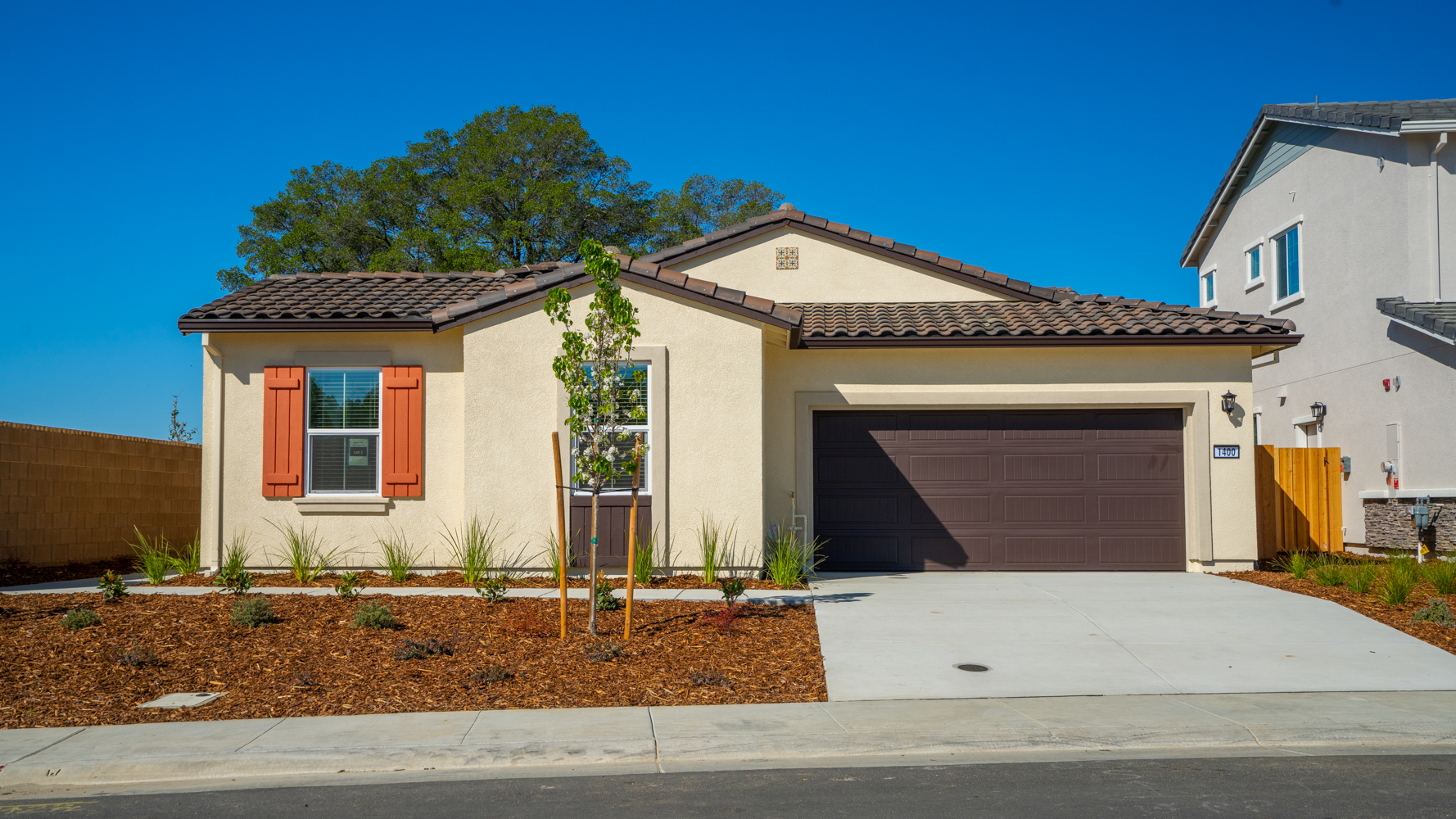 A house with a garage.