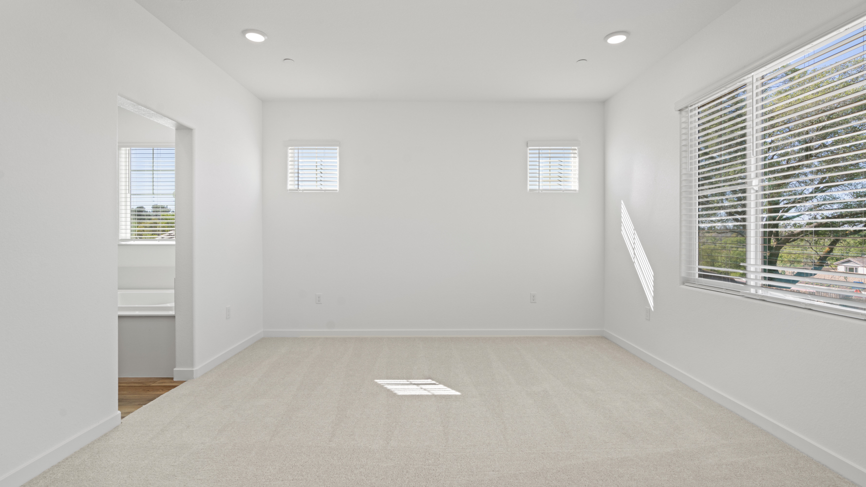 A room with a white wall and windows.