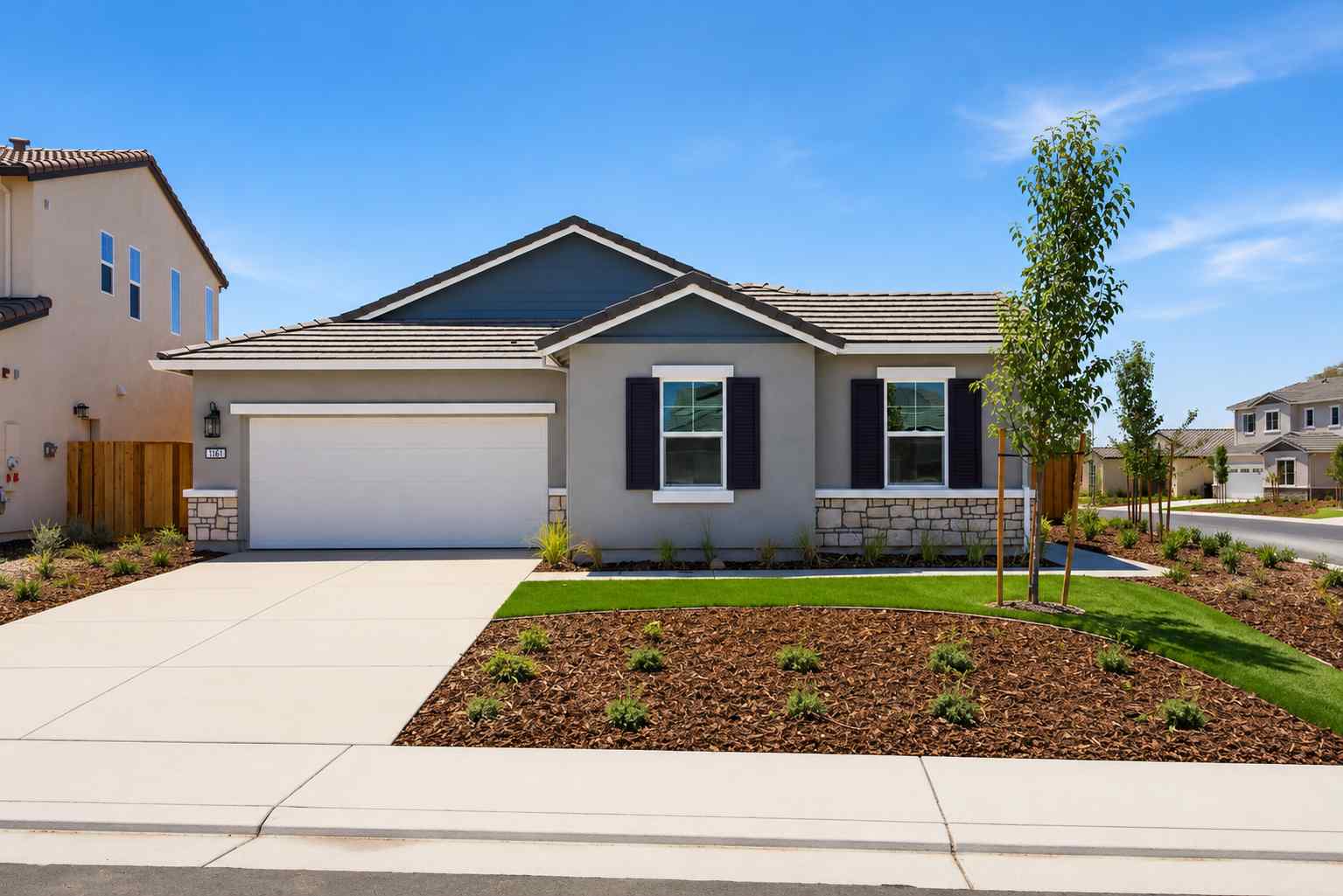 A house with a driveway.