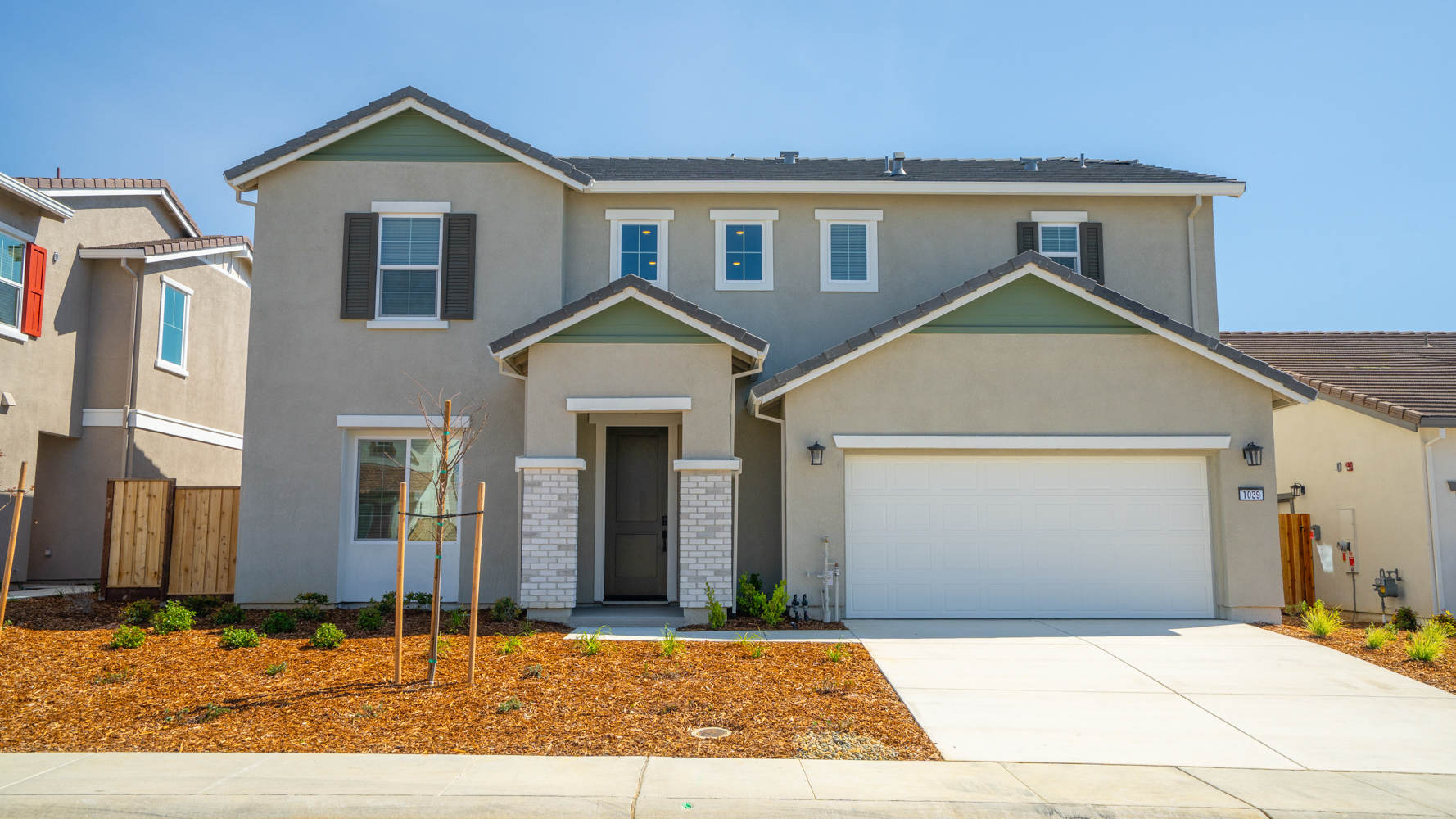A house with a garage.