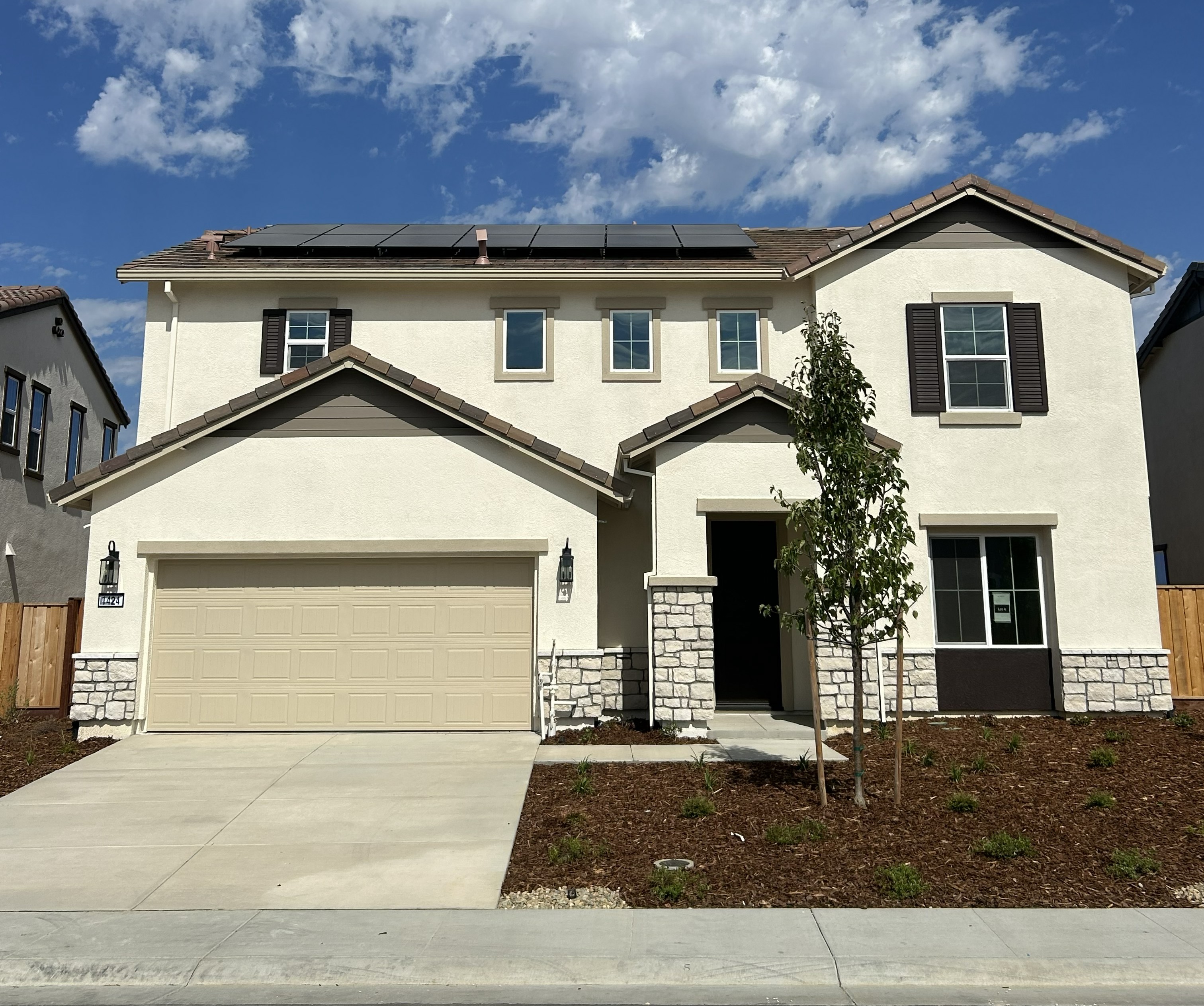 A house with a garage.