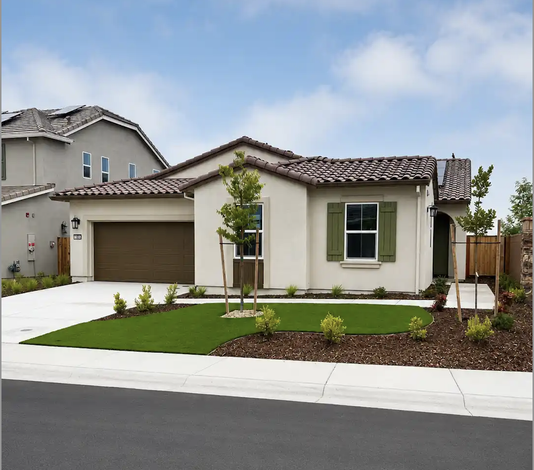 A house with a driveway.