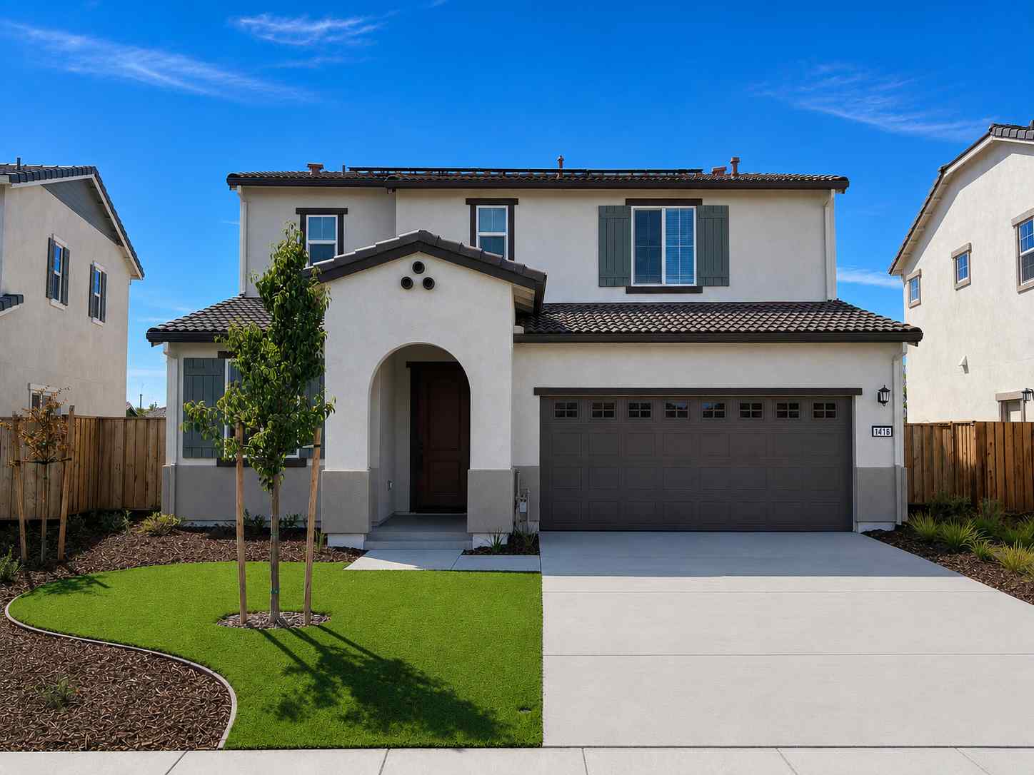 A house with a garage.
