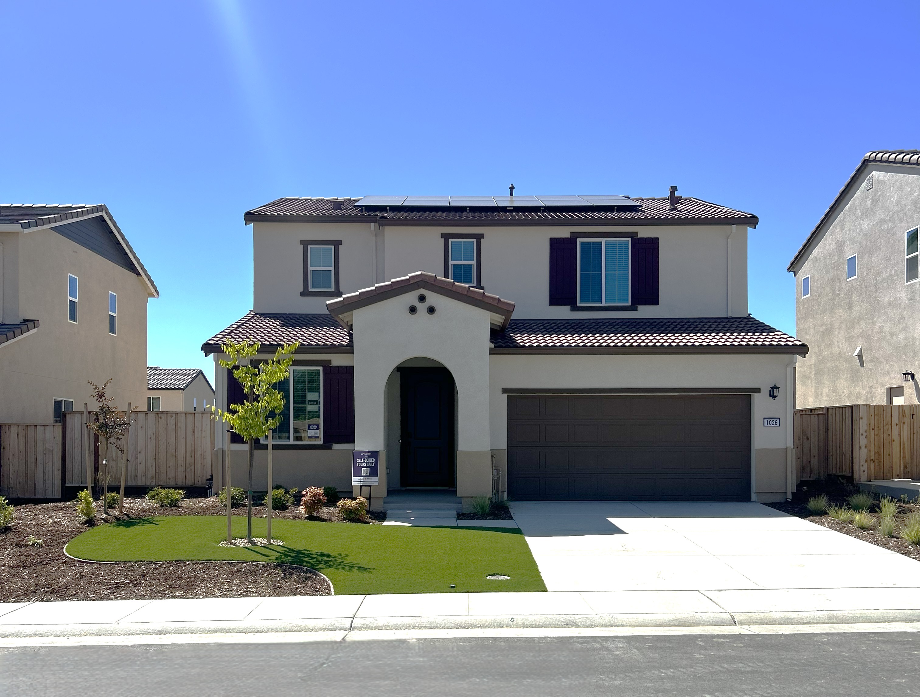 A house with a garage.