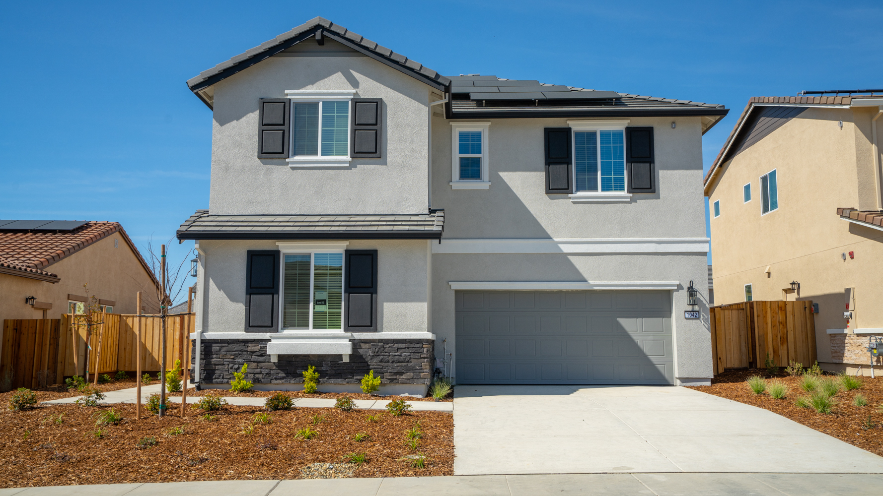 A house with a garage.