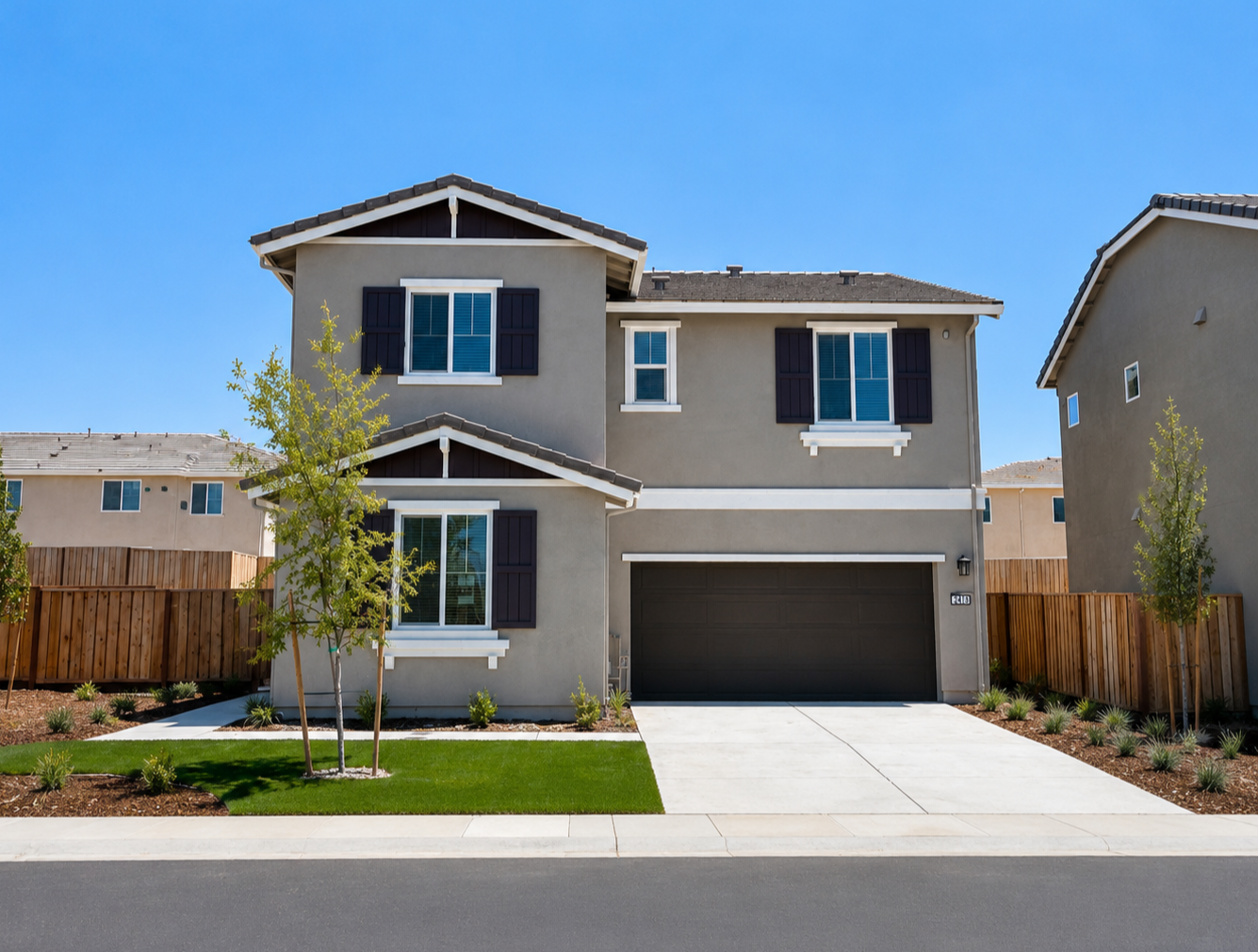 A house with a garage.