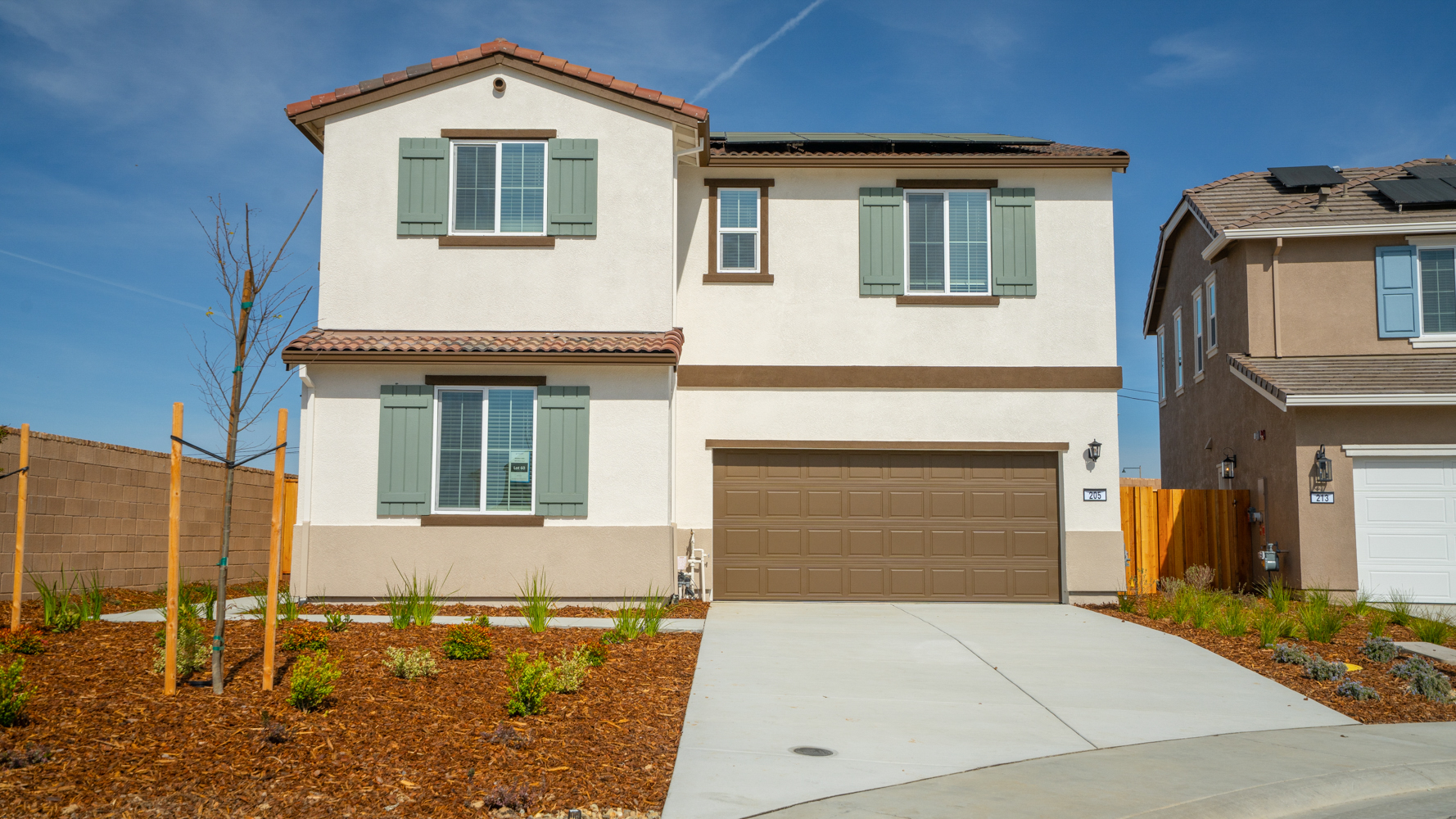 A house with a garage.