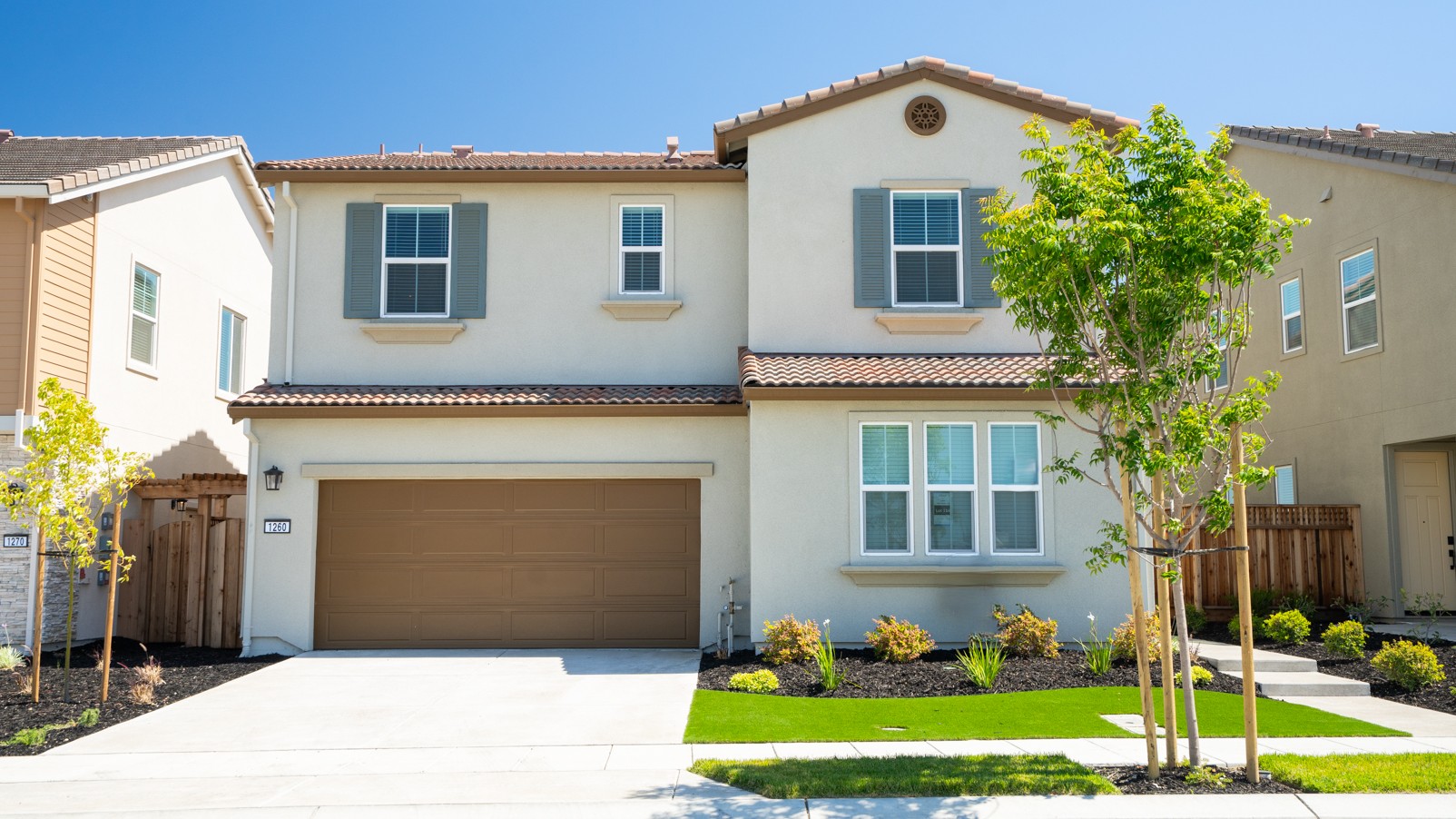 A house with a garage.