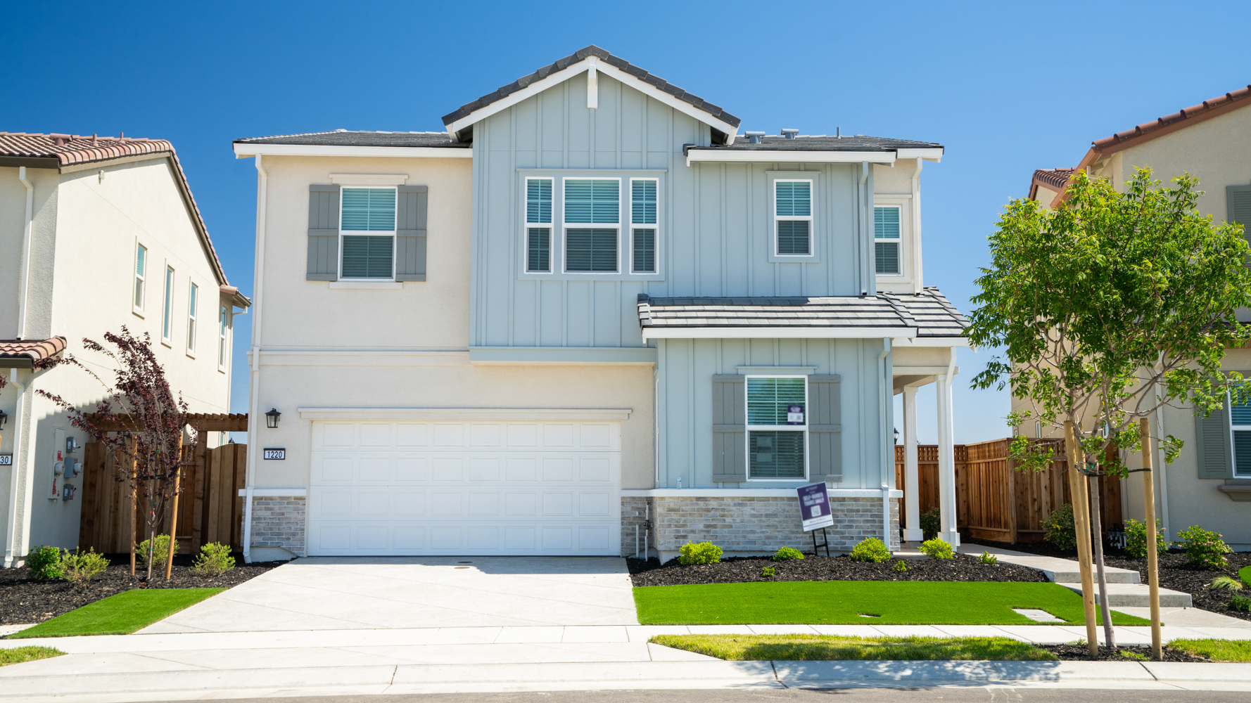 A house with a garage.
