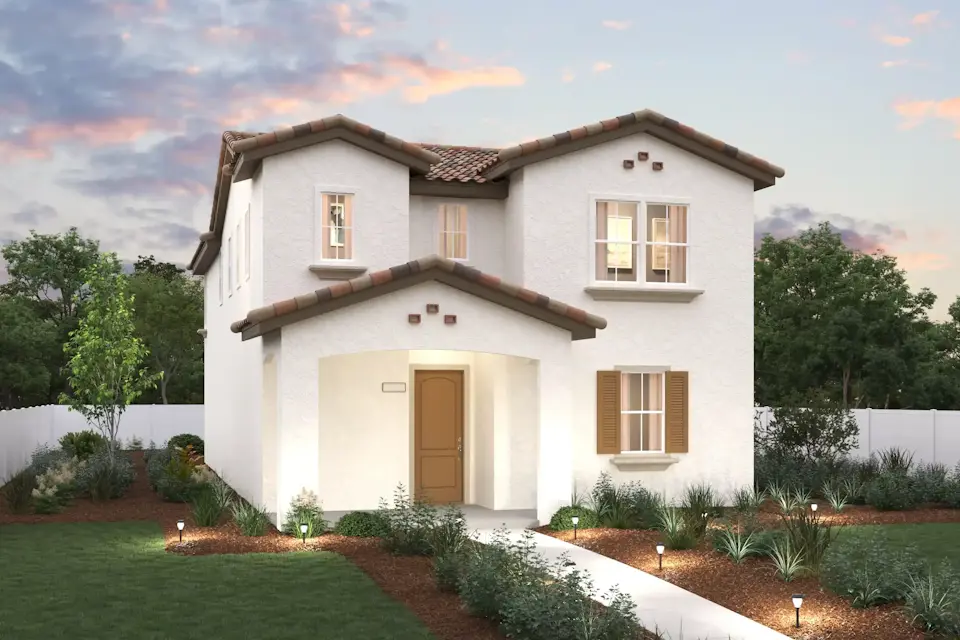 A house with a large front yard.