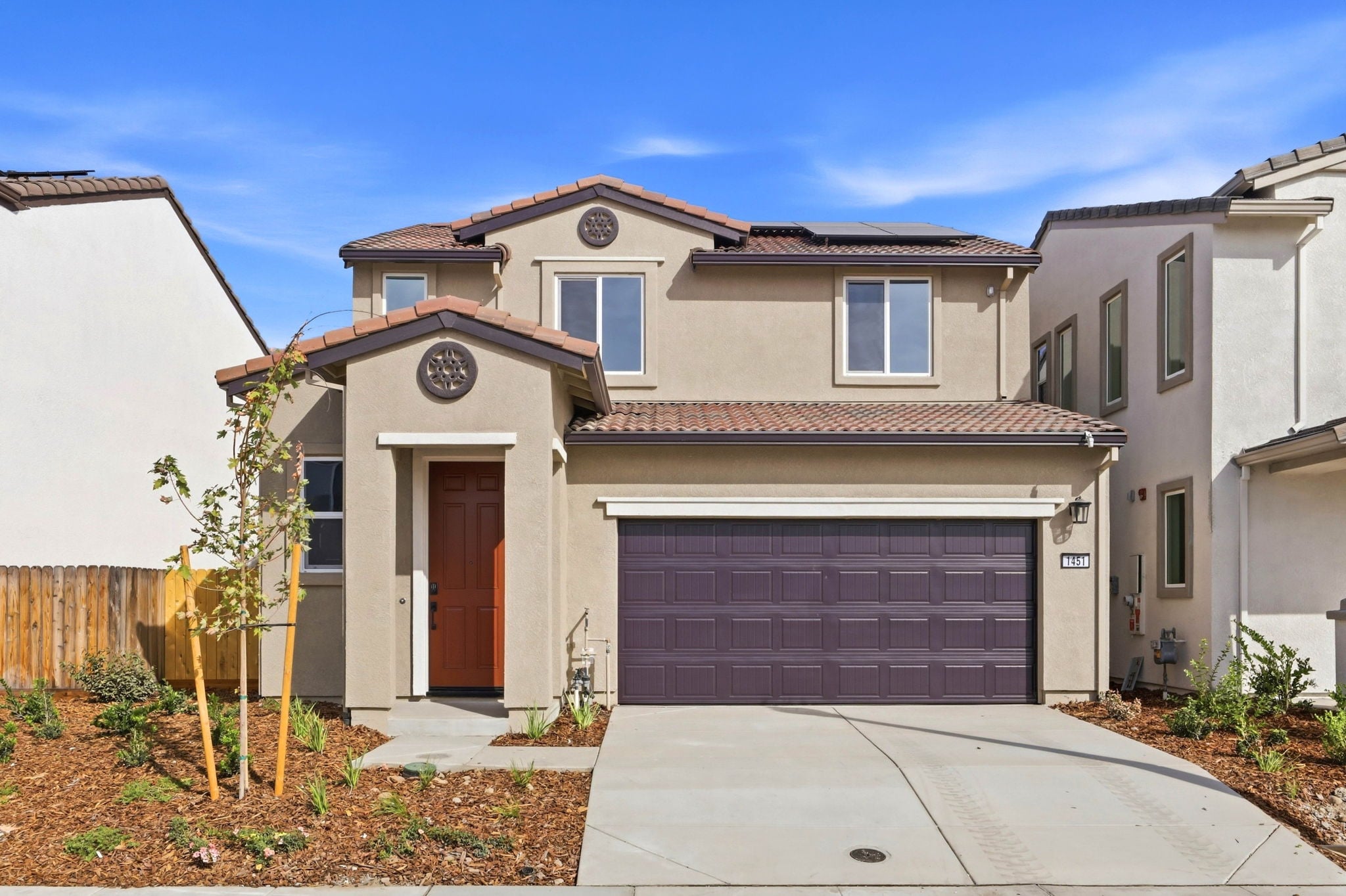 A house with a garage.