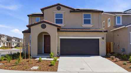 A building with a garage.